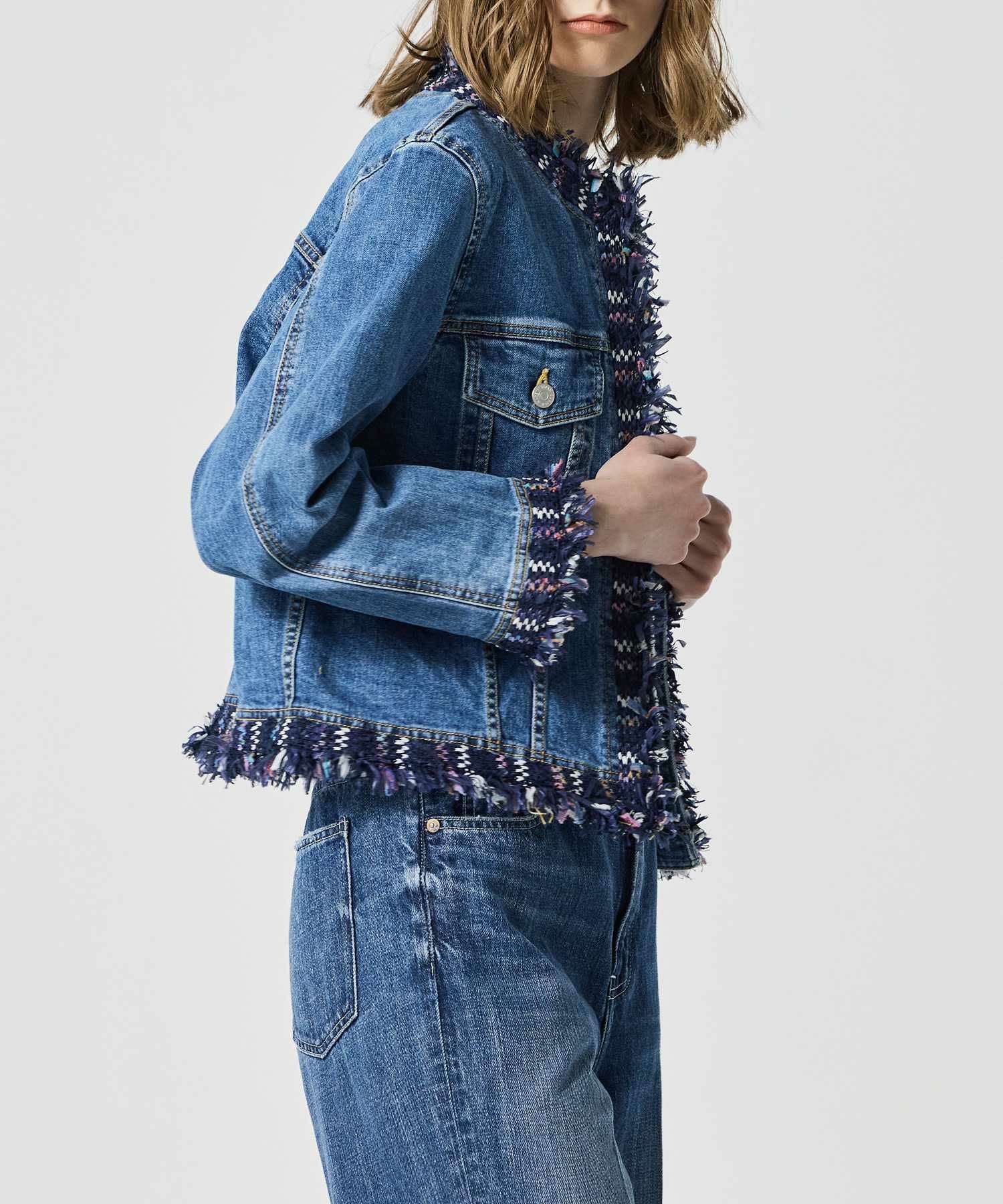 JAPAN DENIM(ジャパンデニム)】 COOHEM_TWEED FRINGE NO COLLAR JACKET