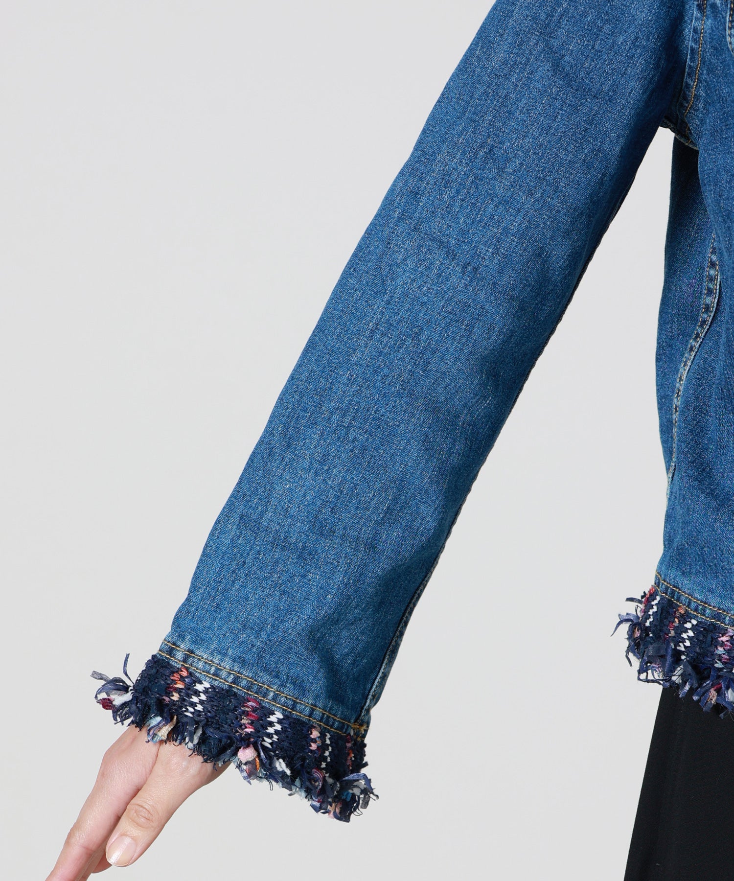 JAPAN DENIM(ジャパンデニム)】 COOHEM_TWEED FRINGE NO COLLAR JACKET