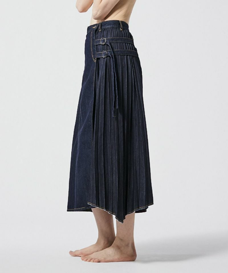 EZUMIラッププリーツデニムスカート JAPAN DENIM(ジャパンデニム)】 EZUMI _ WRAP PLEATS DENIM SKIRT