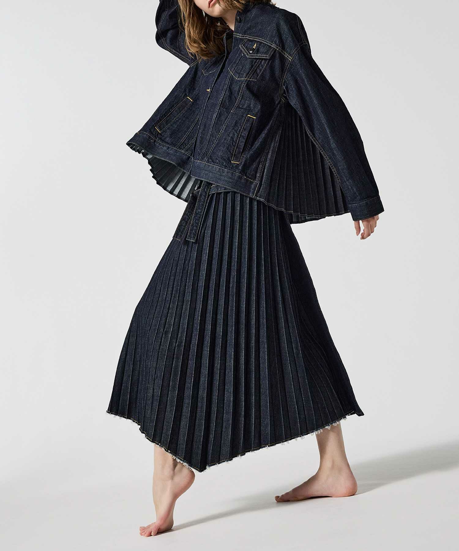 JAPAN DENIM(ジャパンデニム)】 EZUMI _ WRAP PLEATS DENIM SKIRT