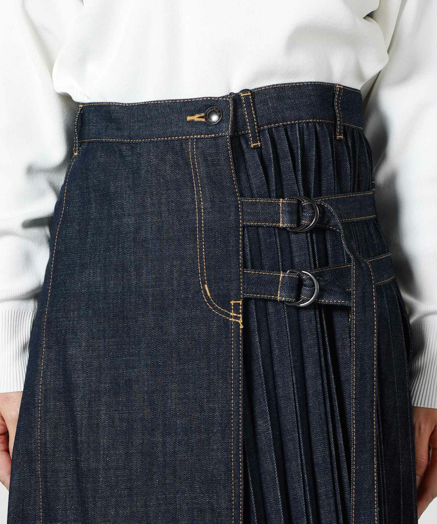 EZUMIラッププリーツデニムスカート JAPAN DENIM(ジャパンデニム)】 EZUMI _ WRAP PLEATS DENIM SKIRT