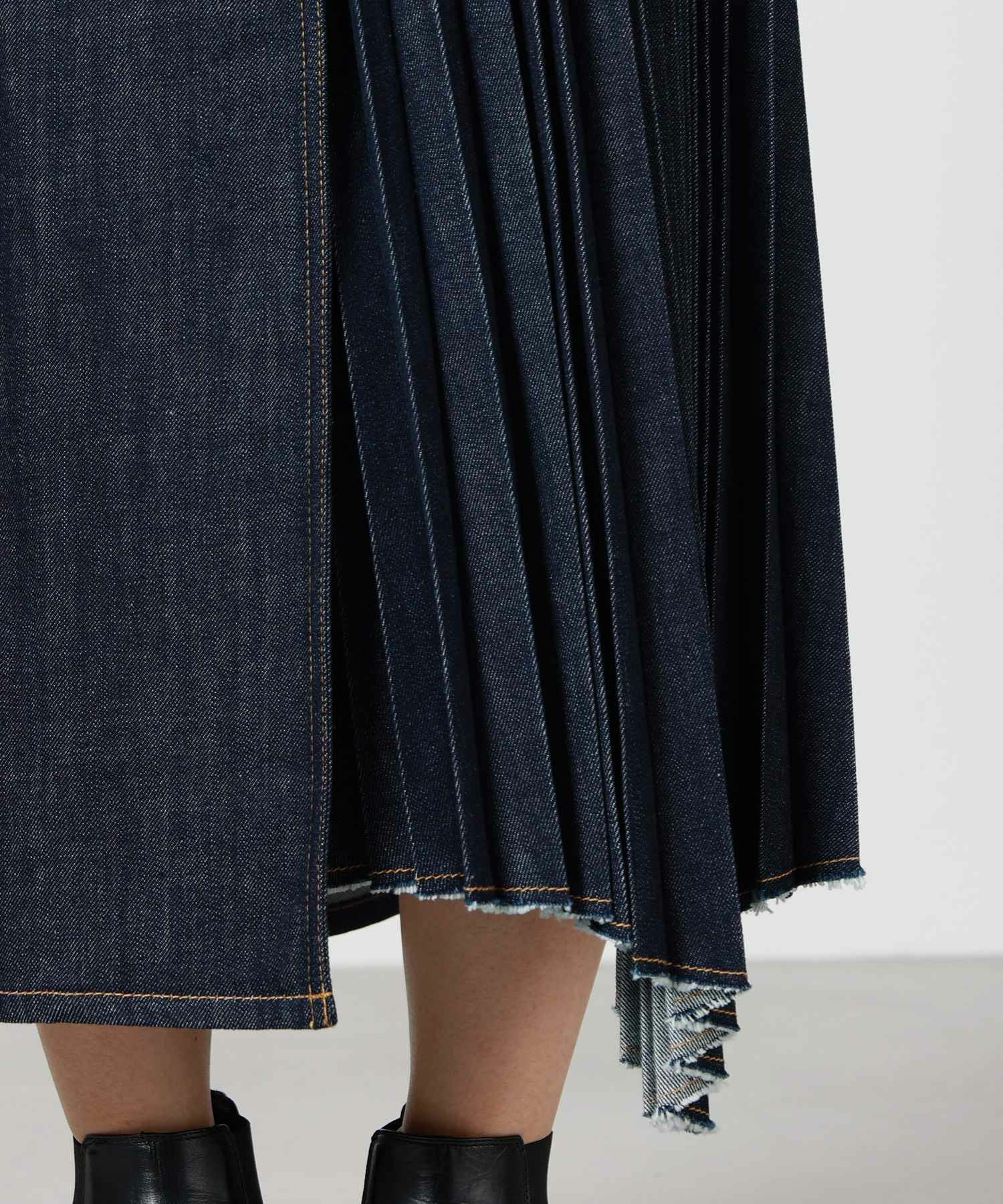 EZUMIラッププリーツデニムスカート JAPAN DENIM(ジャパンデニム)】 EZUMI _ WRAP PLEATS DENIM SKIRT