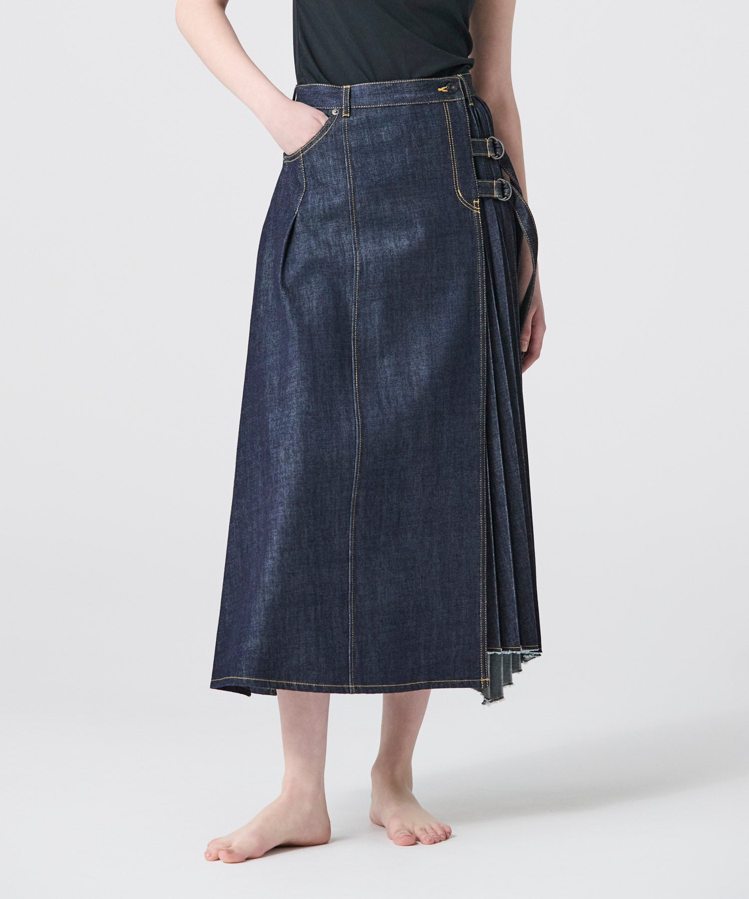 JAPAN DENIM(ジャパンデニム)】 EZUMI _ WRAP PLEATS DENIM SKIRT