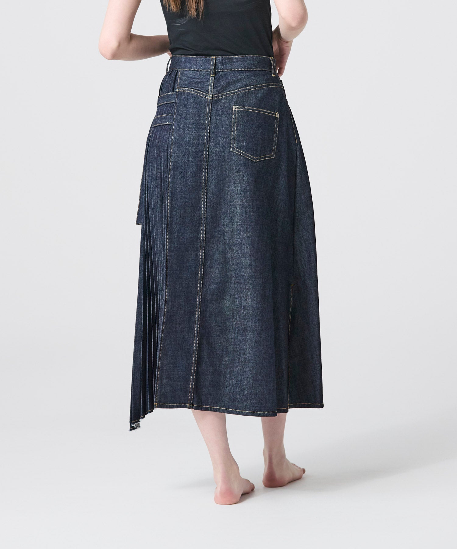 EZUMIラッププリーツデニムスカート JAPAN DENIM(ジャパンデニム)】 EZUMI _ WRAP PLEATS DENIM SKIRT