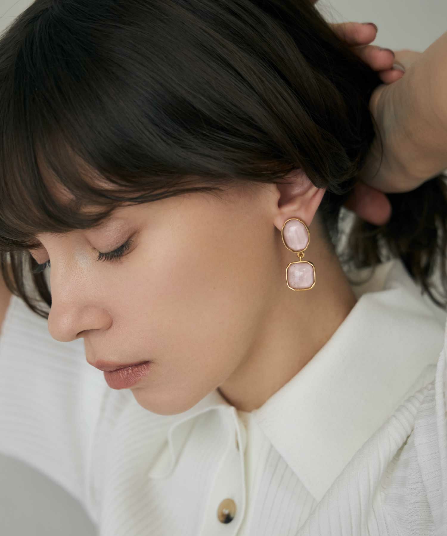 GOOSSENS Paris(ゴッサンスパリ)】 Cabochonstwo pendants earrings