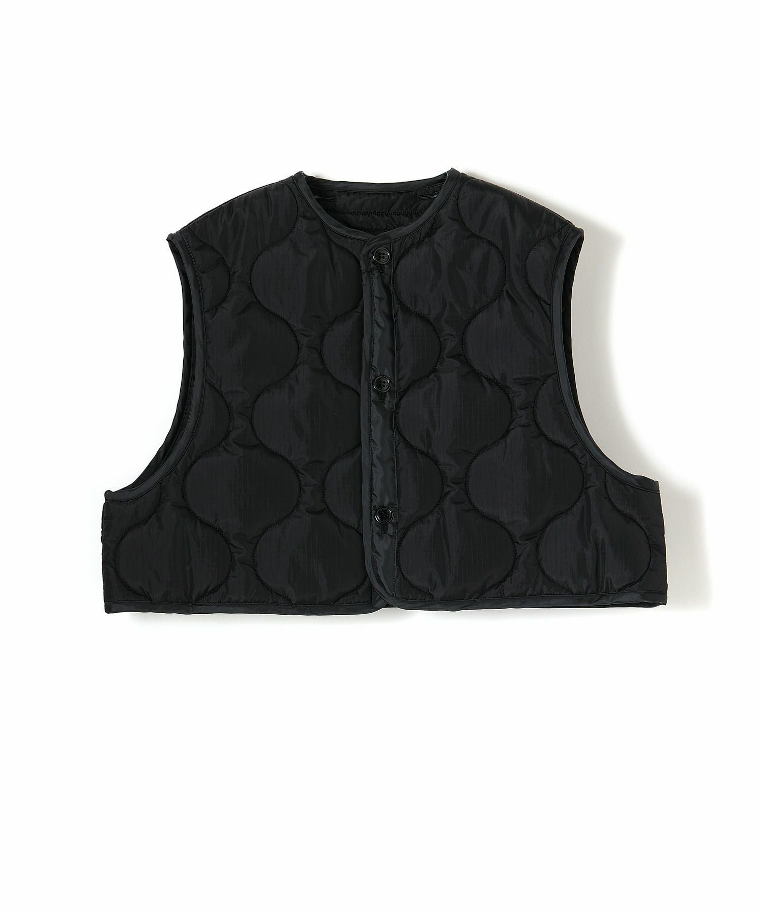 HYKE ハイクキルティングベスト ブラック HYKE（ハイク） 23AW QUILTED CROPPED VEST キルティングクロップド