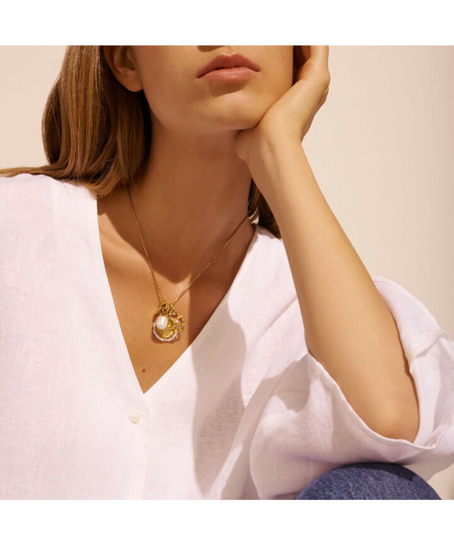 GOOSSENS Paris(ゴッサンスパリ)】 Talismancrystal and pearls charm