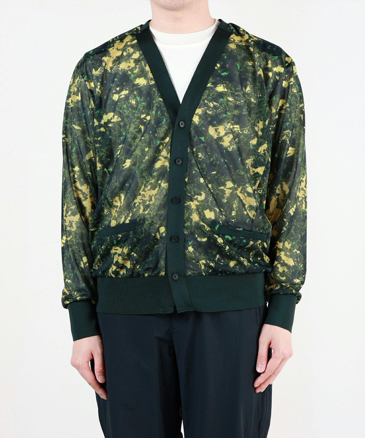 TOGA VIRILIS(トーガ ビリリース)】 SHEER JERSEY PRINT CARDIGAN