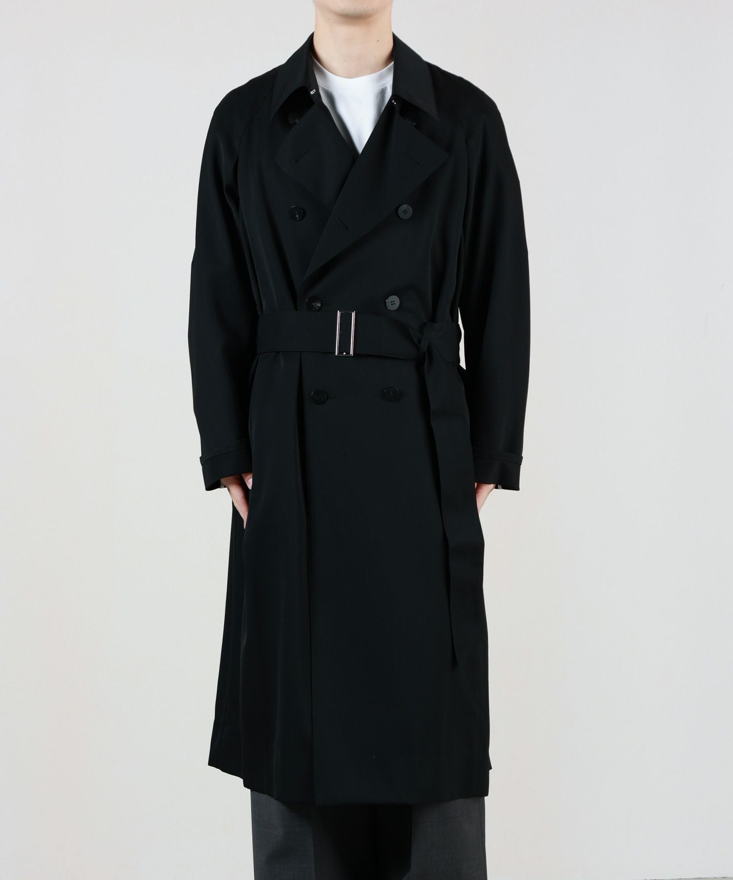 OVERCOAT トレンチコート　BLACK 1 Wool Gabardine Trench Coat in Black – OVERCOAT