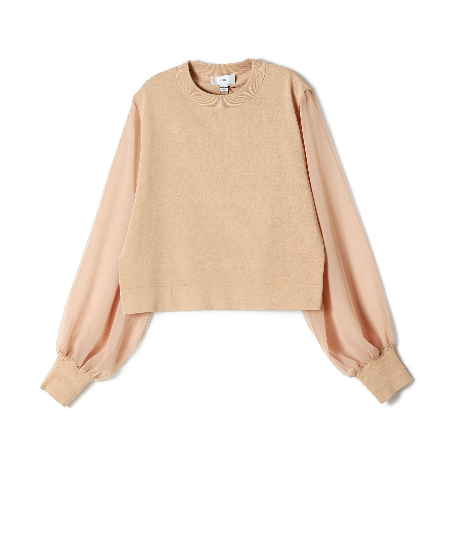 【美品】  HYKE / ハイク | 2023SS | STRIPED SWEATER CROPPED TOP クロップドトップス | F | ブラック/ベージュ | レディース 116018.Have-Your-Fun-Black.