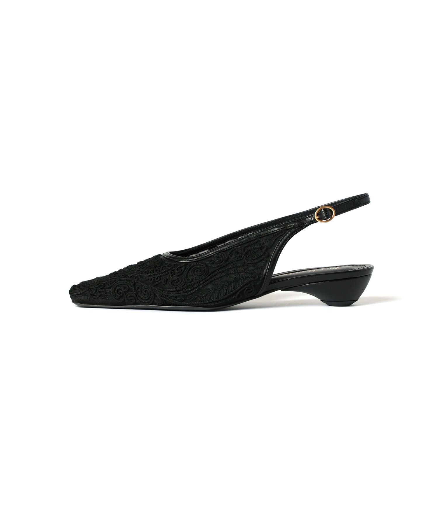 Mame Kurogouchi(マメ クロゴウチ)】 Cording Embroidery Sling Back