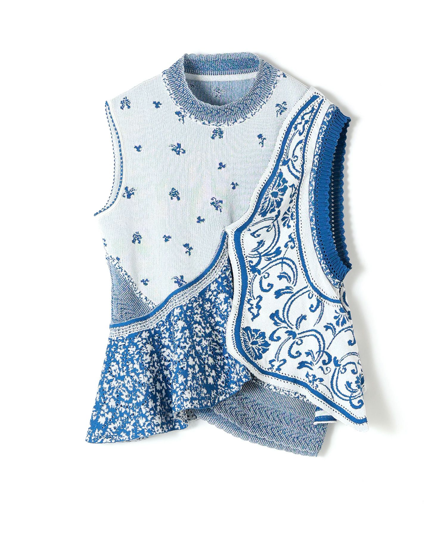マメクロゴウチ　mame デザインニット Mame Kurogouchi(マメ クロゴウチ)】 Asymmetric Pattern Knitted Top