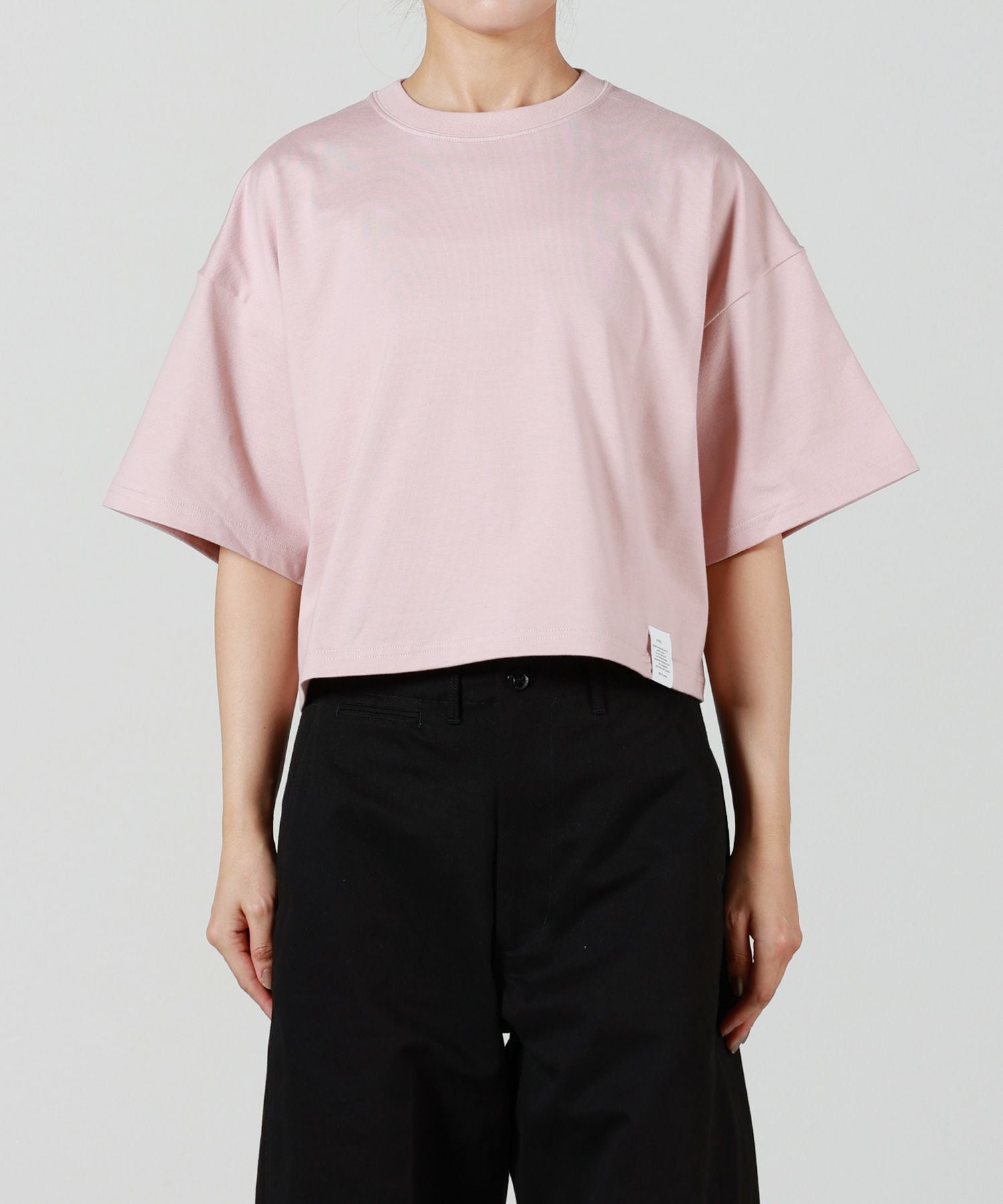 HYKE ハイク クロップドTシャツ241-12378 ブルーS CROPPED SHORT SLV／TEE／BIGFIT（6．5OZ