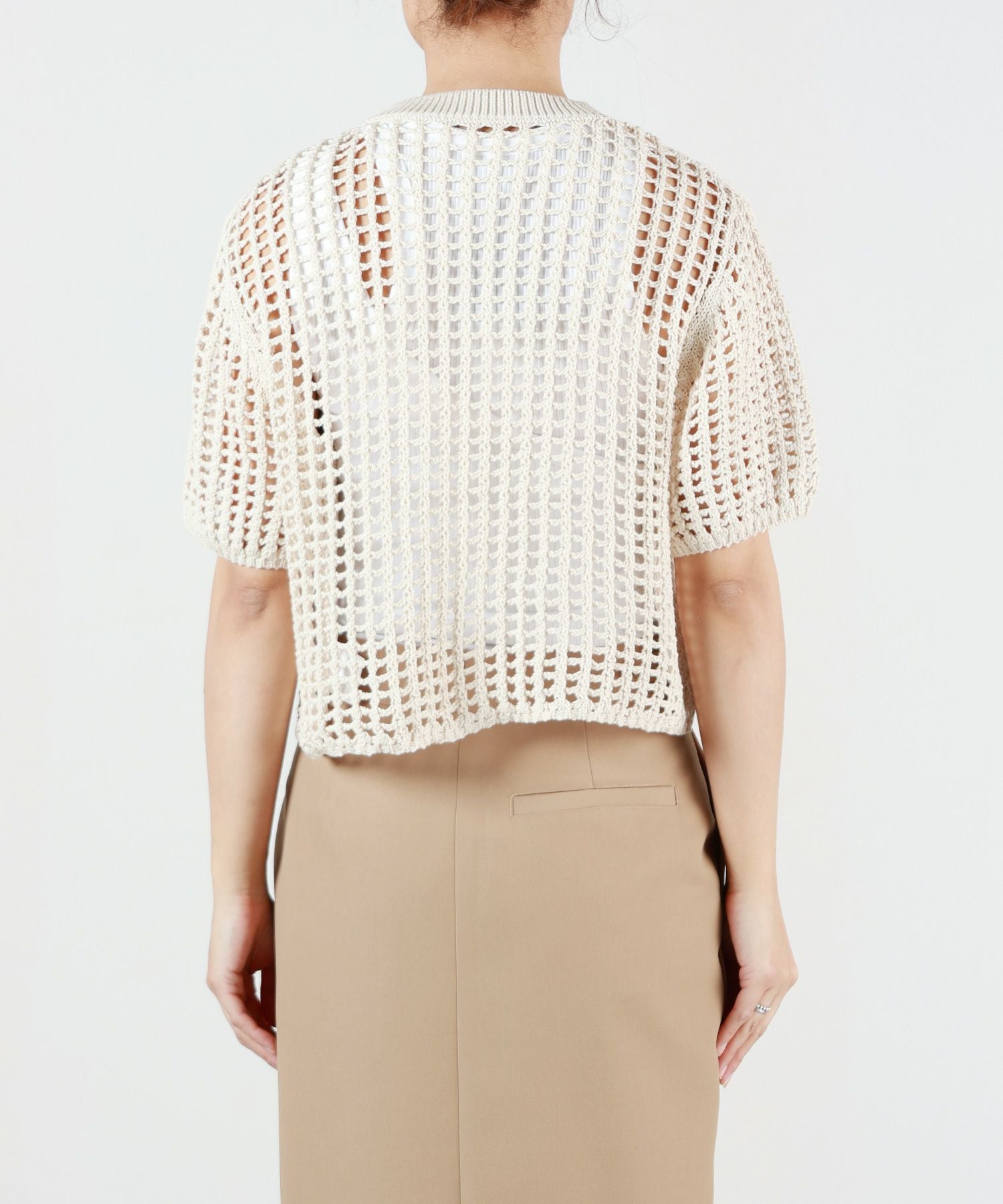 HYKE(ハイク)】 CROCHETED CROPPED SHORT-SLV SWEATER｜PARIGOT ONLINE