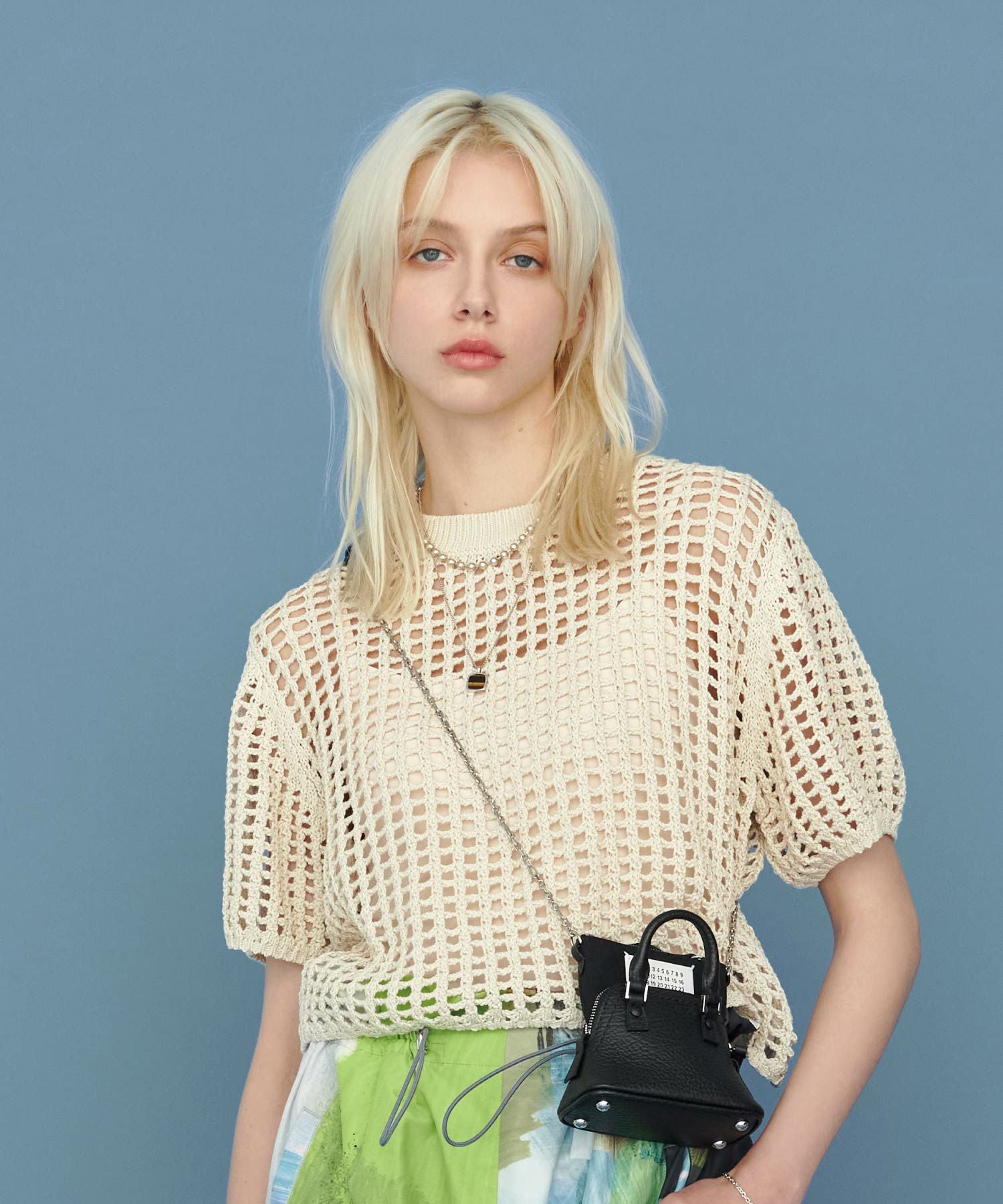 HYKE CROCHETED CROPPED SWEATER TOPニットベスト HYKE(ハイク)】 CROCHETED CROPPED SHORT-SLV SWEATER｜PARIGOT ONLINE