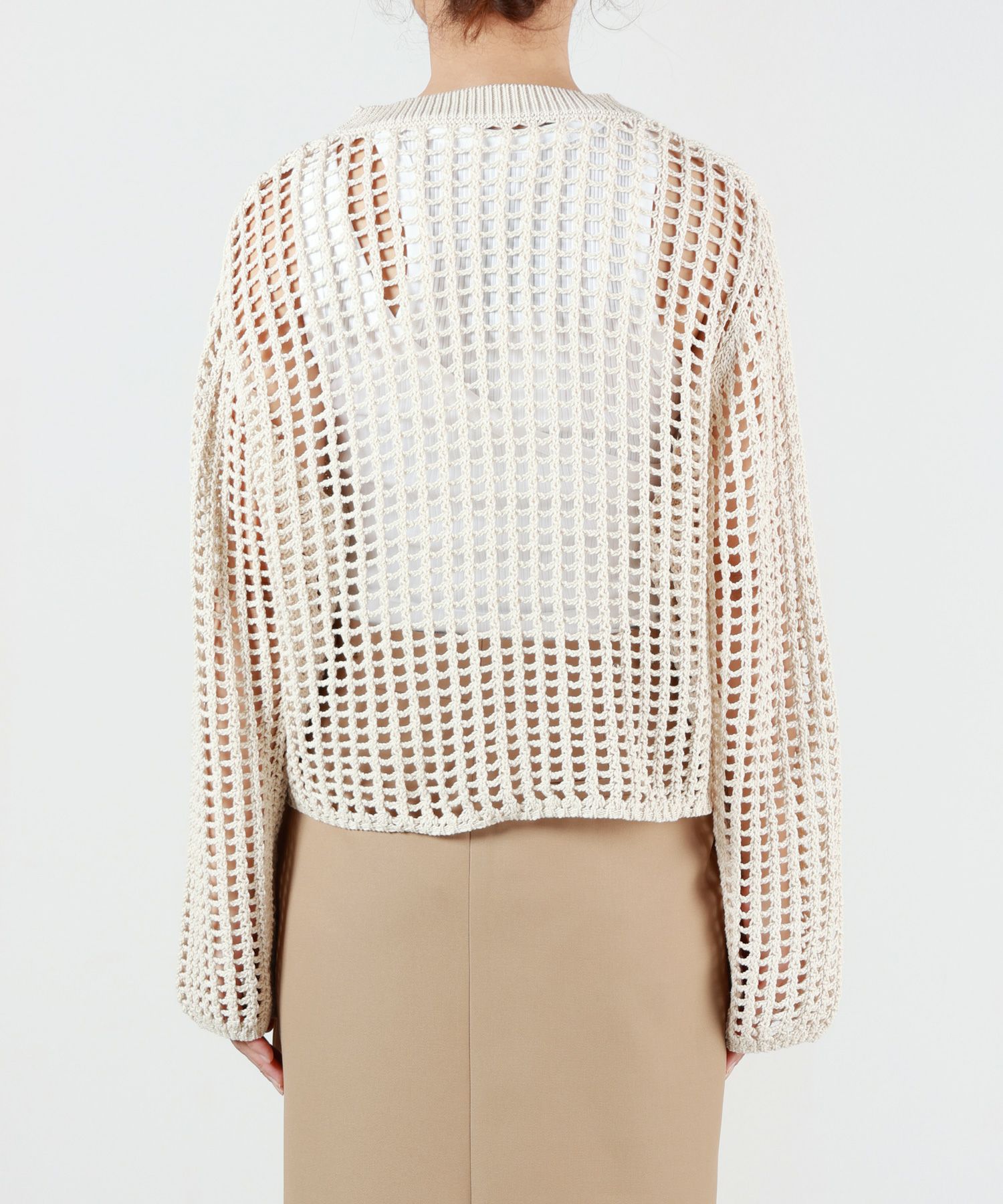 HYKE CROCHETED SWEATER クリーム　01 CROCHETED SWEATER-クロチェットセーター-HYKE（ハイク）通販| st company