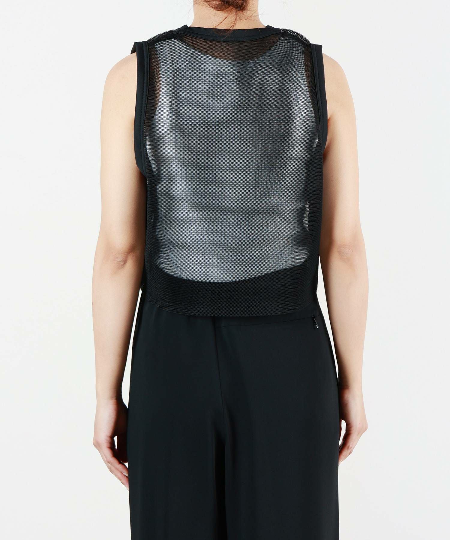 【美品】  HYKE / ハイク | 2024SS | MESH SLEEVELESS CROPPED TOP メッシュ スリーブレス クロップド トップス タンクトップ | F | ブラック | レディース HYKE - 【美品】 HYKE / ハイク | 2024SS | MESH SLEEVELESS CROPPED