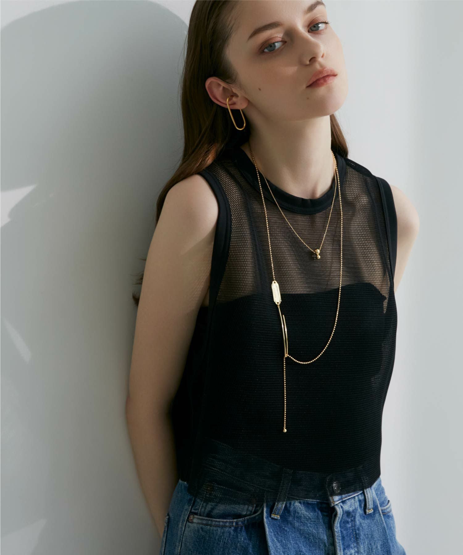HYKE(ハイク)】 MESH SLEEVLESS CROPPED TOP｜PARIGOT ONLINE（パリゴ