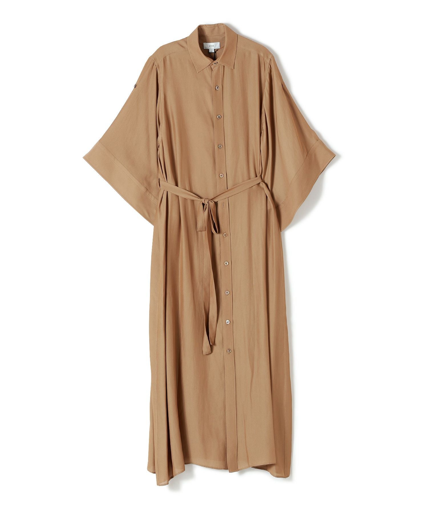New HYKE SHEER TWILL BELL-SLEEVE DRESS
