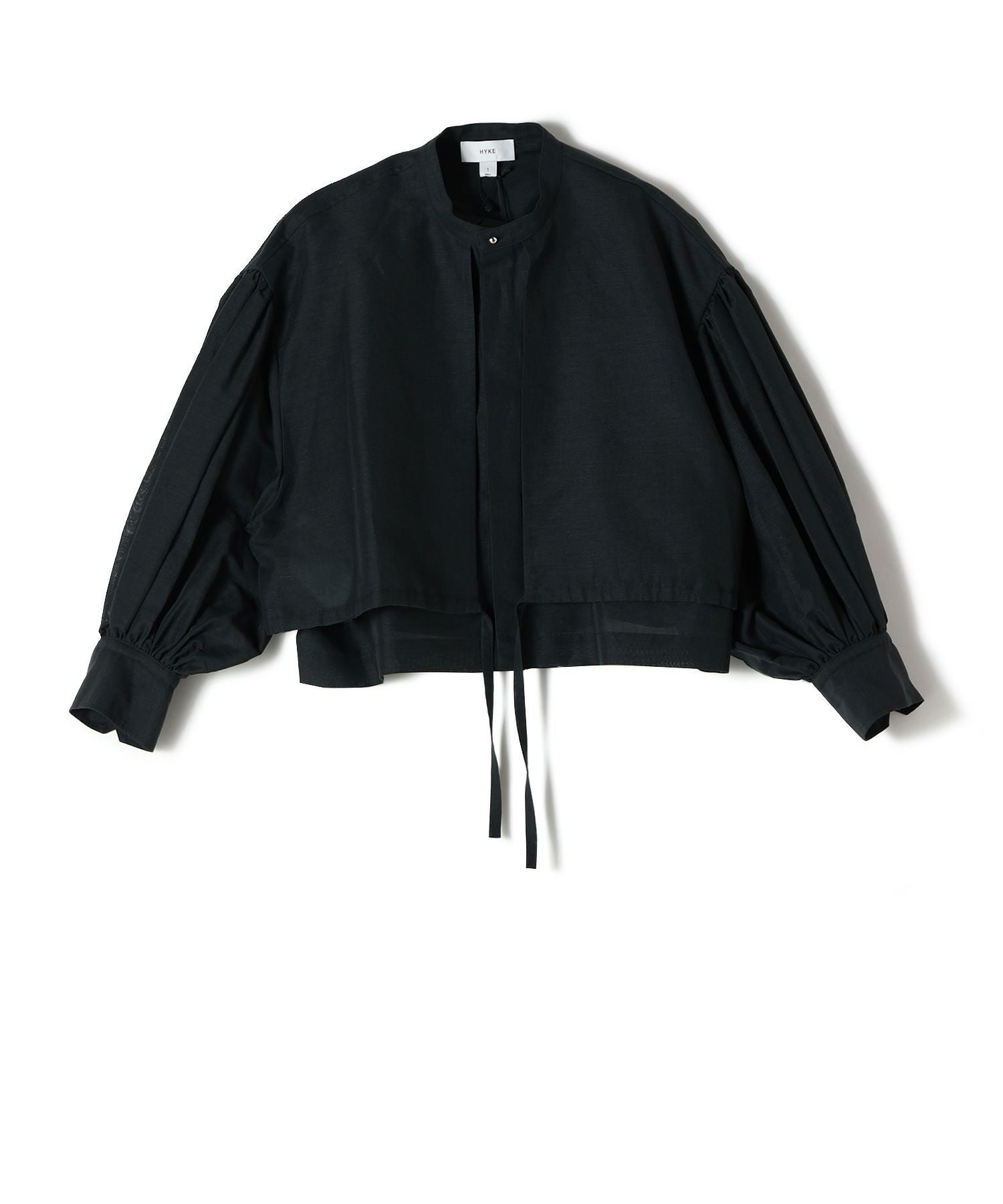 HYKE / ハイク | 2023SS | T/C BALLOON SLEEVE SHIRT ブラウス | 1 | ブラック | レディース T/C BALLOON SLEEVE CROPPED BLOUSE-ポリエステルコットンバルーン
