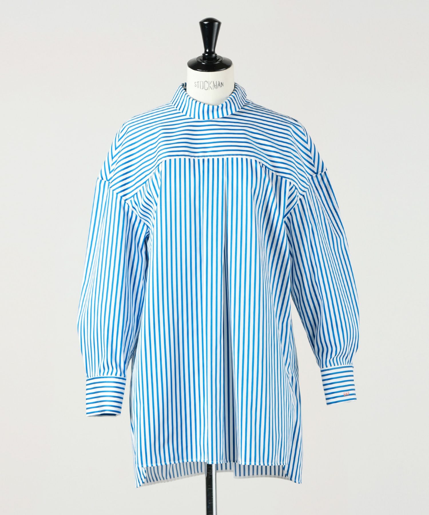 ENFOLD(エンフォルド)】 STRIPE STAND-NECK WIDE-SHOULDER SHIRT