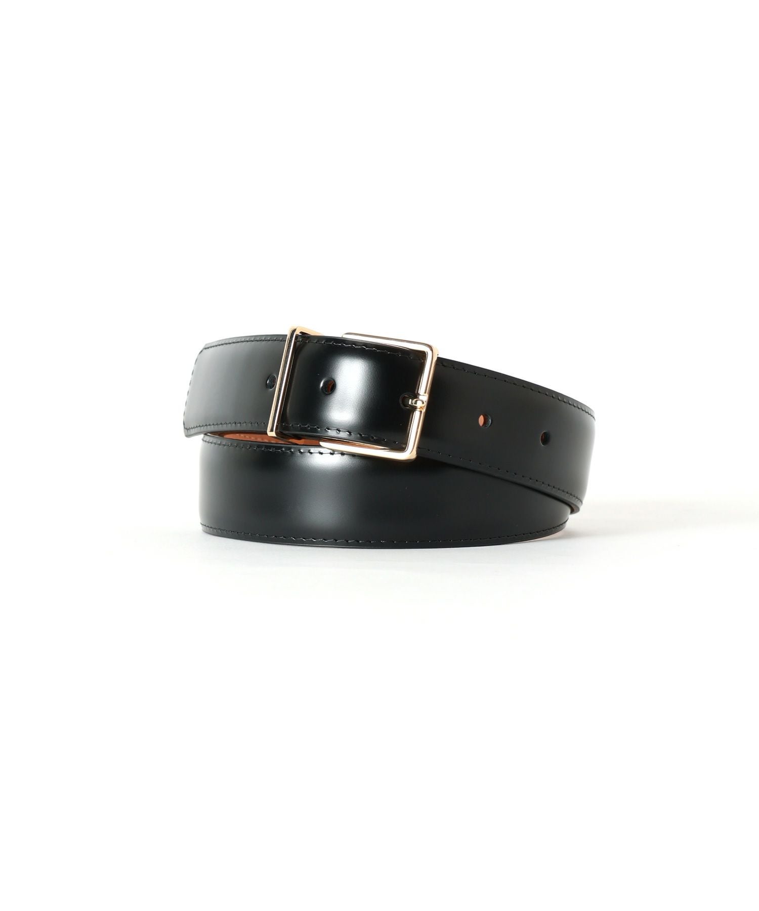 メゾンボワネ　ゴールドバックル ブラックレザーベルト MAISON BOINET(メゾンボワネ)】 ゴールドバックルレザーベルト