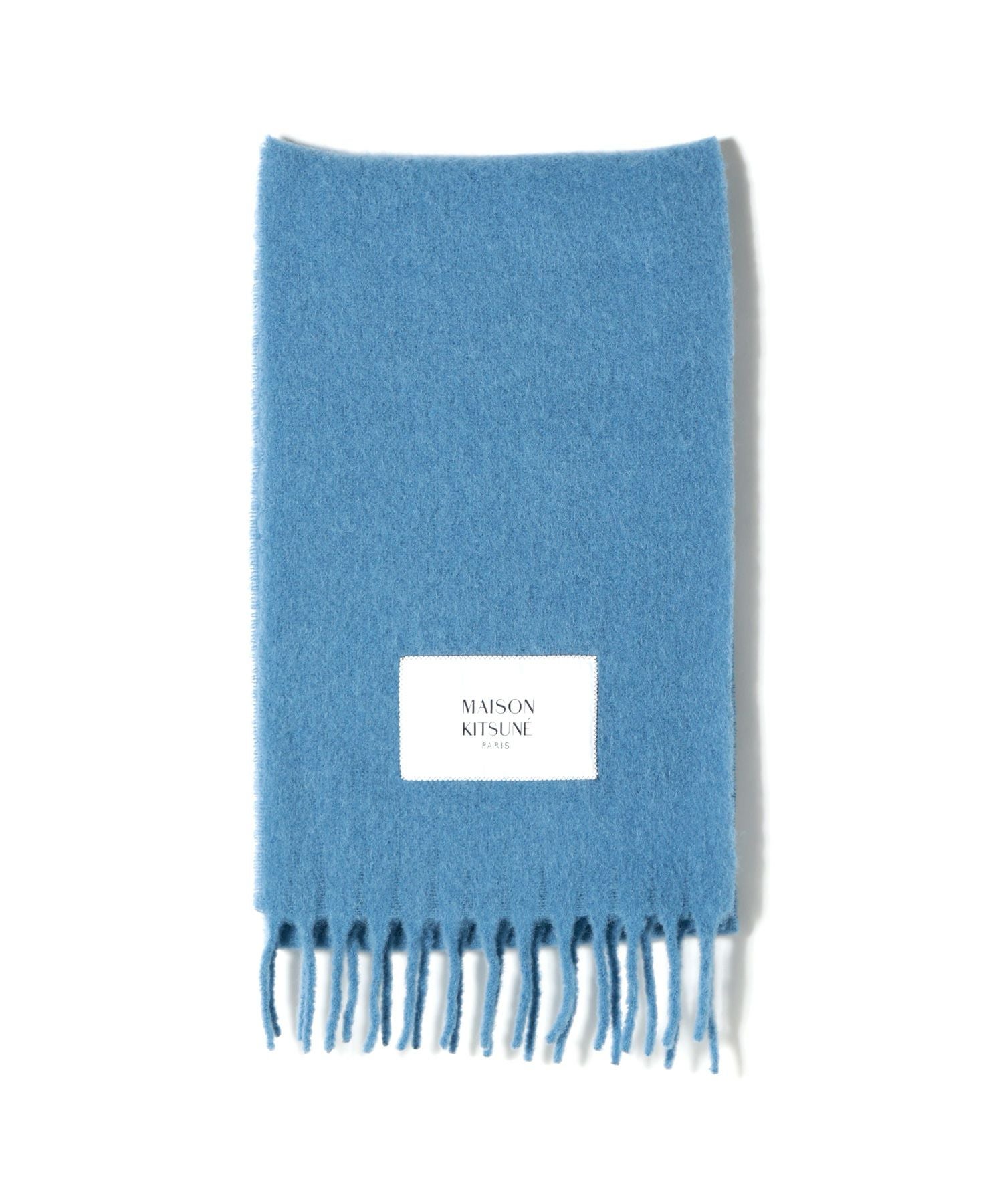 未使用✨メゾンキツネ ベビーアルパカ 大判マフラー ストール ブルー MAISON KITSUNE(メゾンキツネ)】 ベビー アルパカ プレイン ストール