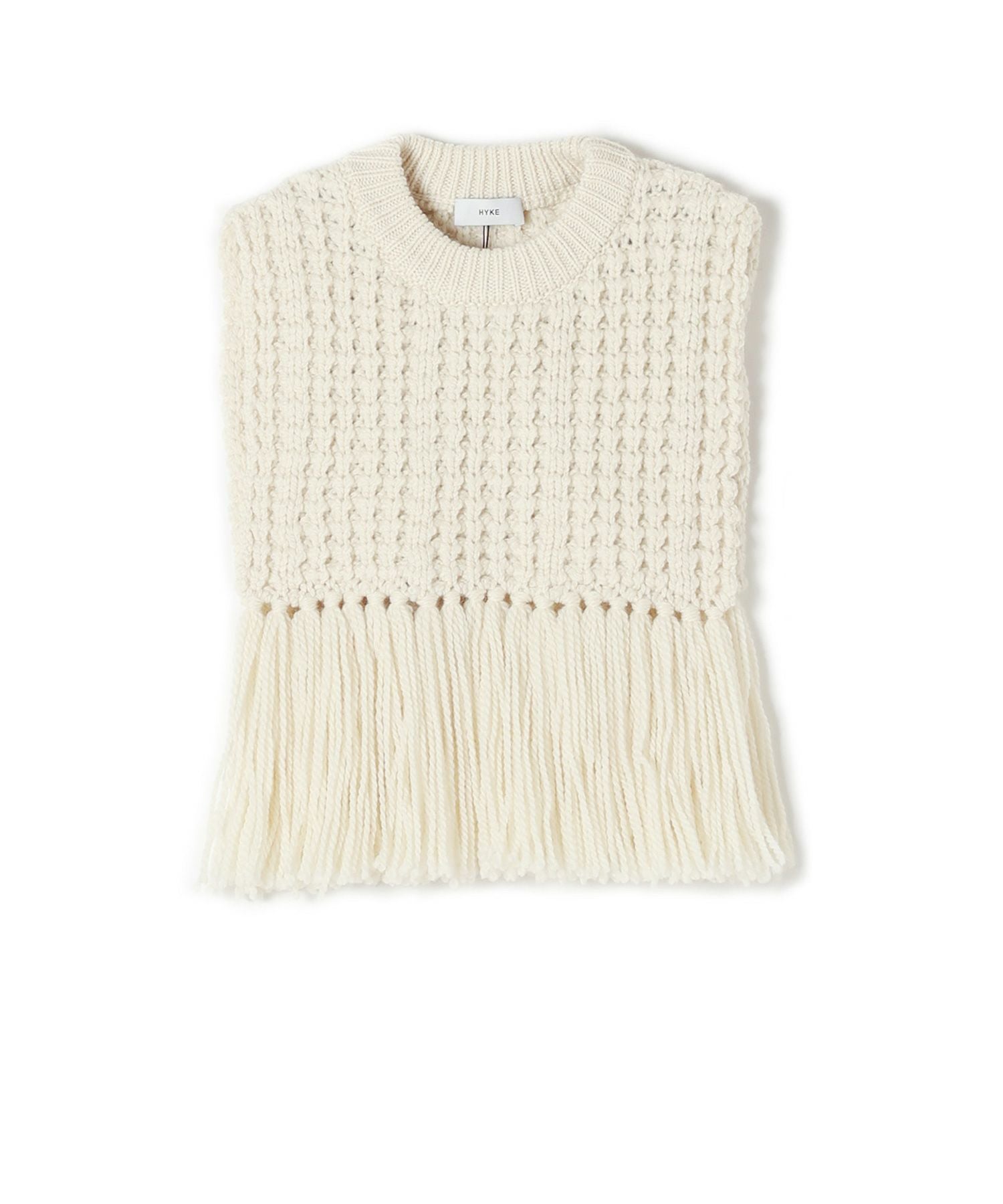 HYKE(ハイク)】 WAFFLE KNIT SWEATER TOP WITH FRINGE｜PARIGOT ONLINE