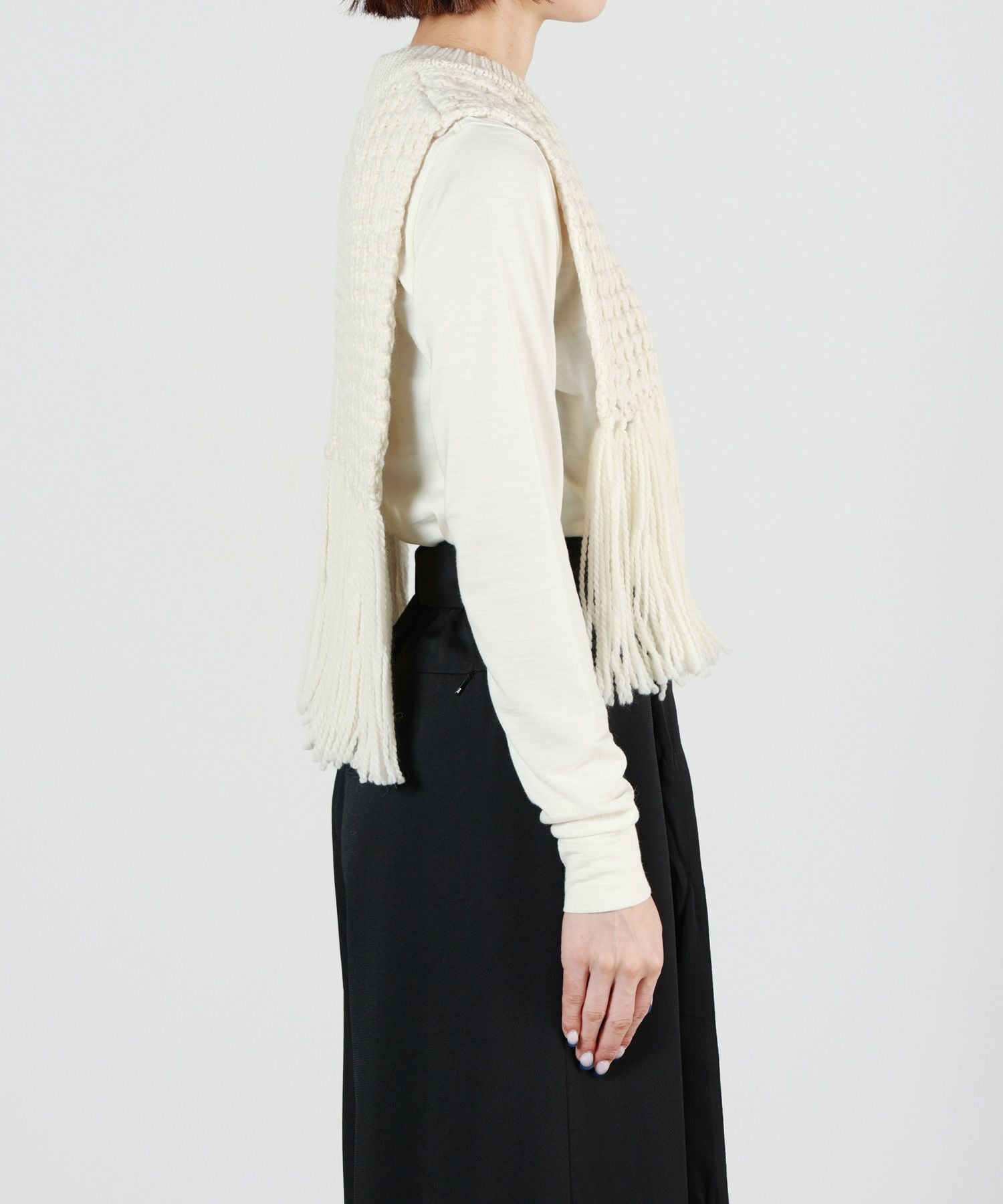 HYKE(ハイク)】 WAFFLE KNIT SWEATER TOP WITH FRINGE｜PARIGOT ONLINE