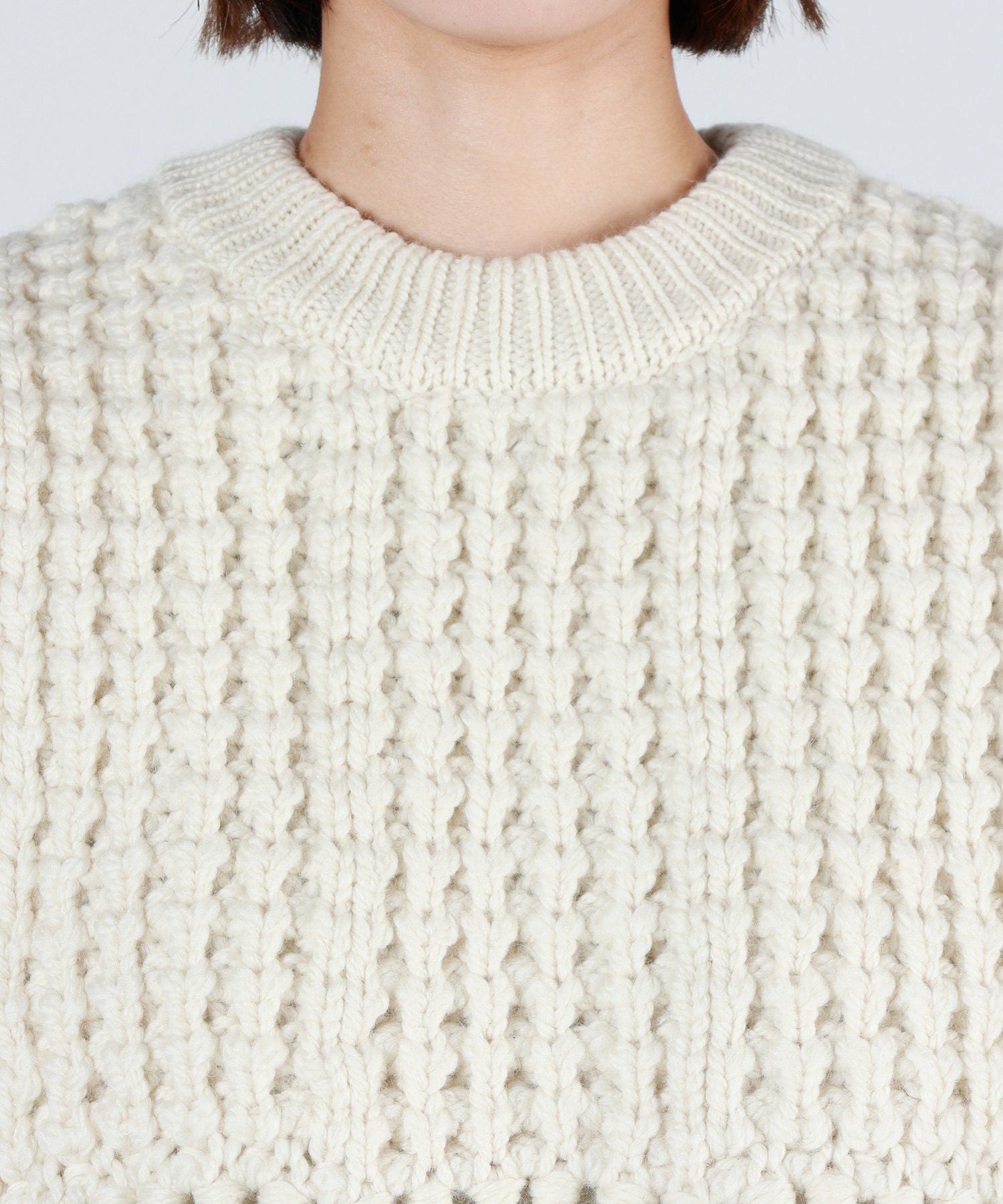 HYKE(ハイク)】 WAFFLE KNIT SWEATER TOP WITH FRINGE｜PARIGOT ONLINE