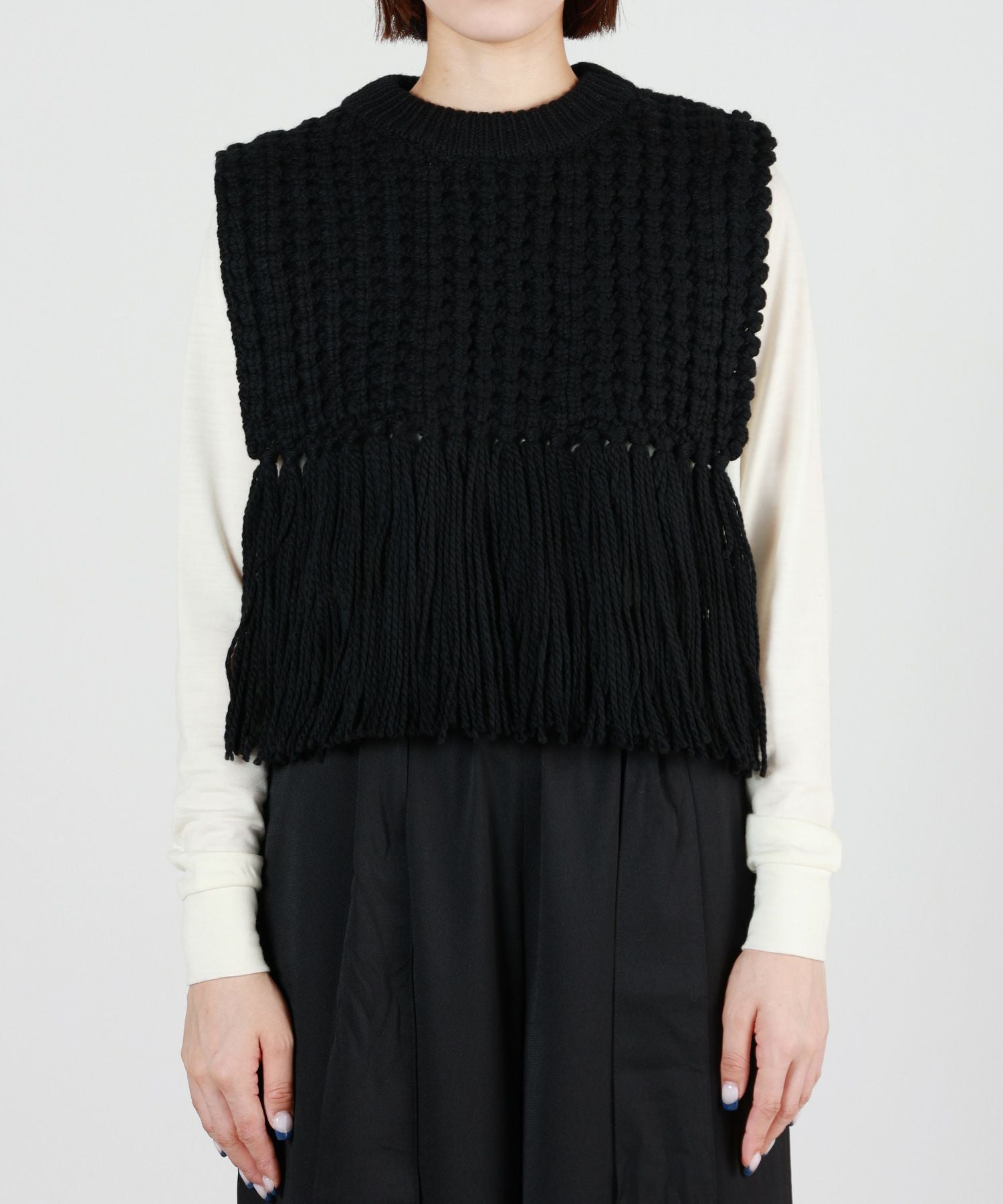 HYKE(ハイク)】 WAFFLE KNIT SWEATER TOP WITH FRINGE｜PARIGOT ONLINE