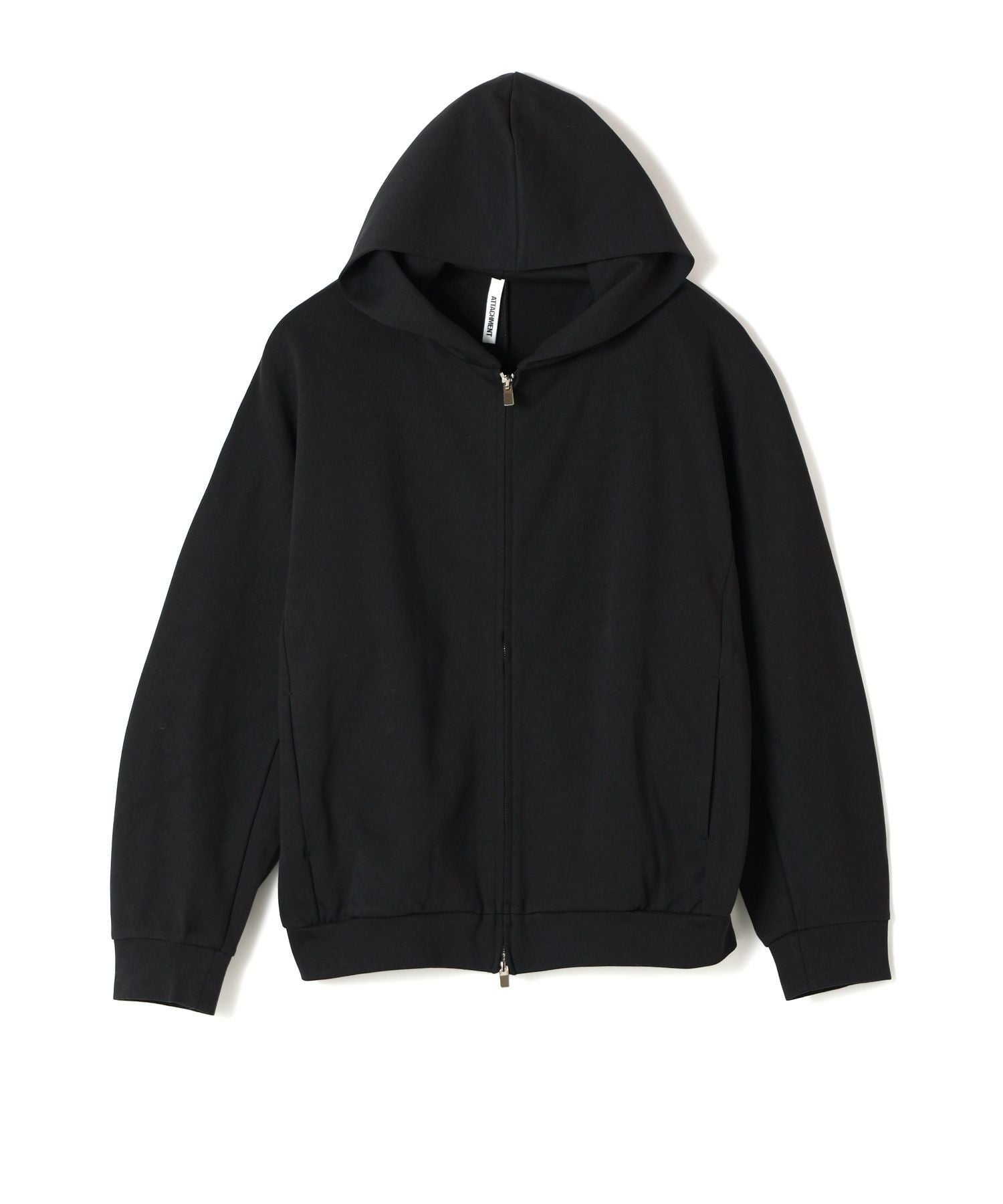 ATTACHMENT フーディー Noise swag ブラック ATTACHMENT(アタッチメント)】 CO/PE DOUBLE KNIT ZIP UP HOODIE