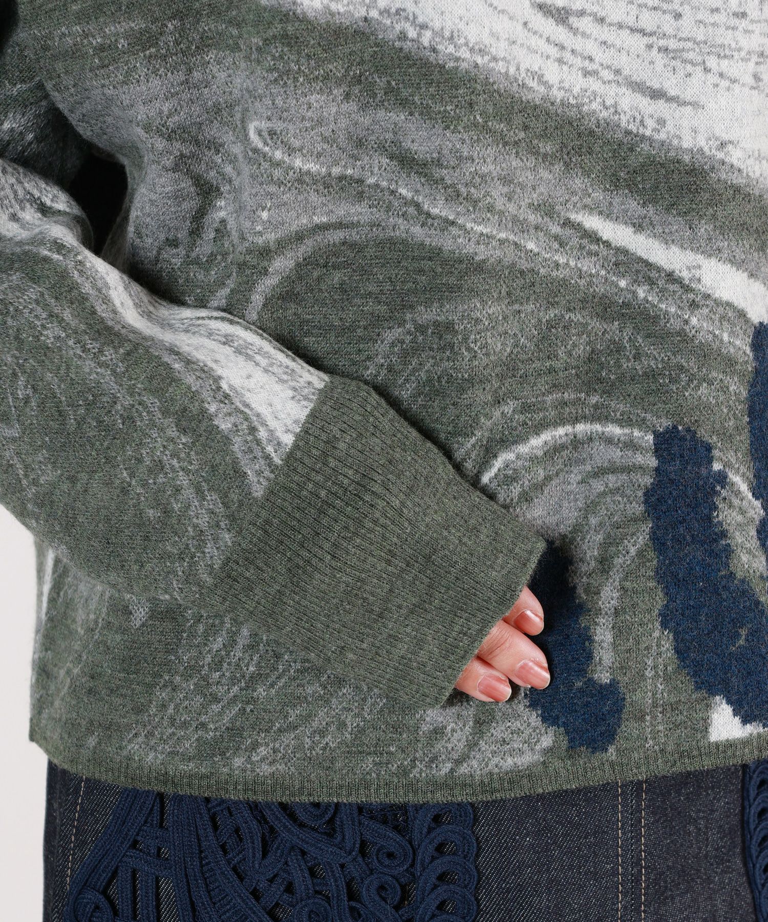 Mame Kurogouchi(マメ クロゴウチ)】 Marble Pattern High Neck