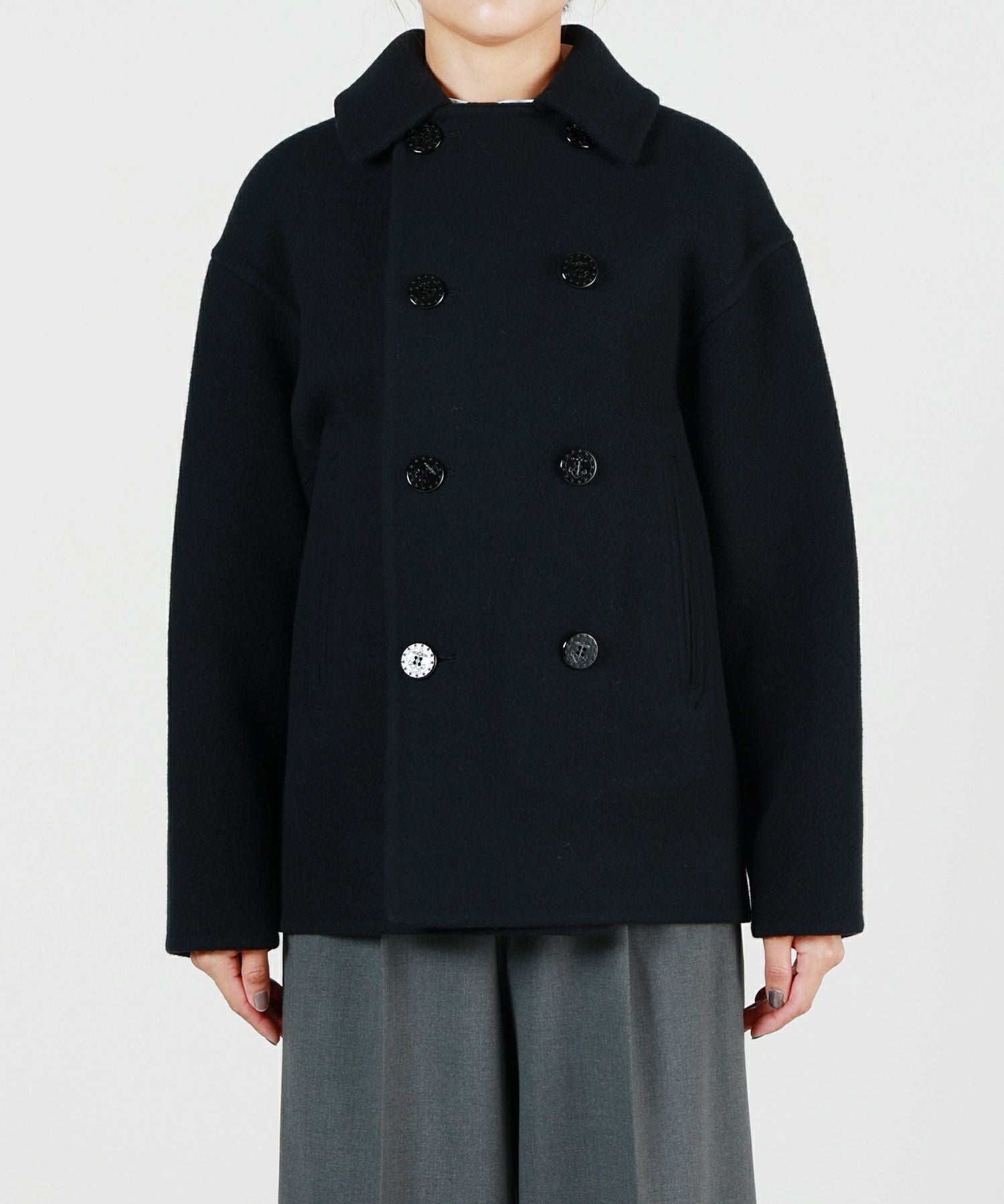 HYKE ブラック ピーコート サイズ1 DOUBLE FACE PEA COAT 17467 | HYKE (Women
