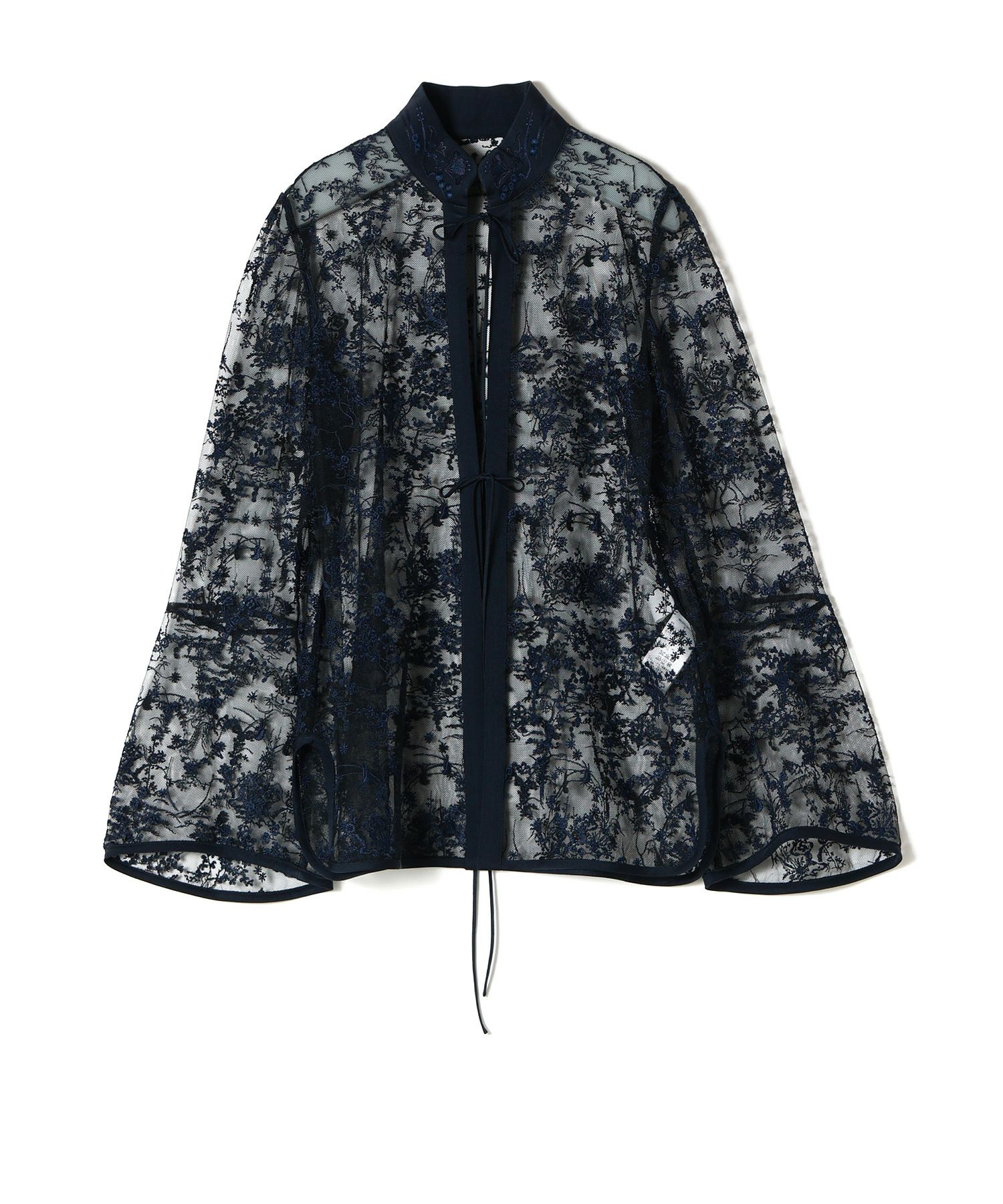 Mame Kurogouchi(マメ クロゴウチ)】 Floral Lace Stand Collar Shirt