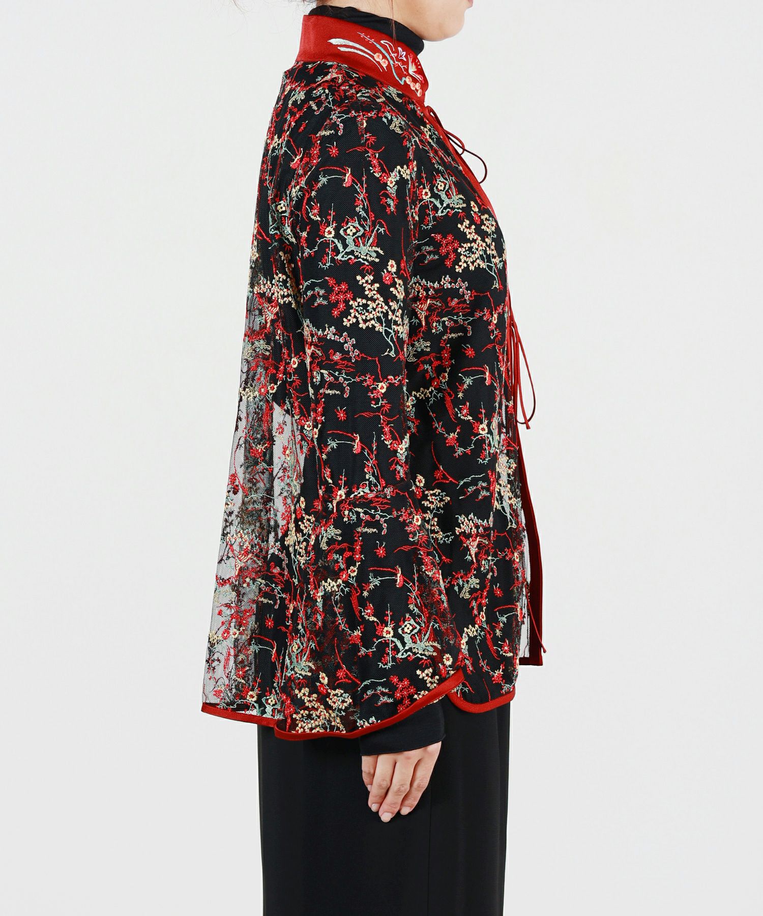 Mame Kurogouchi(マメ クロゴウチ)】 Floral Lace Stand Collar Shirt