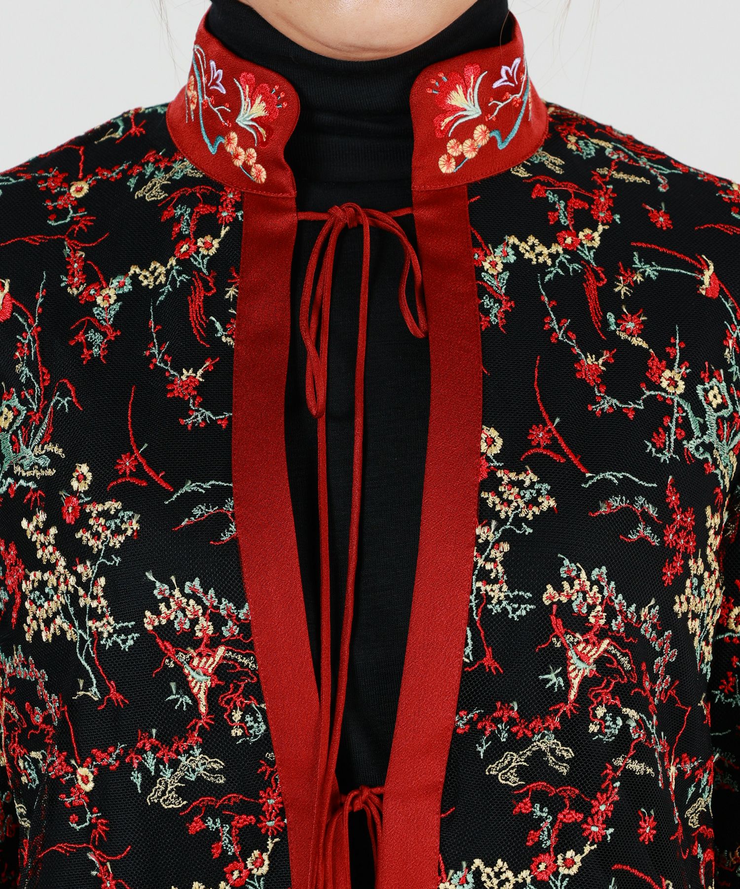 Mame Kurogouchi(マメ クロゴウチ)】 Floral Lace Stand Collar Shirt