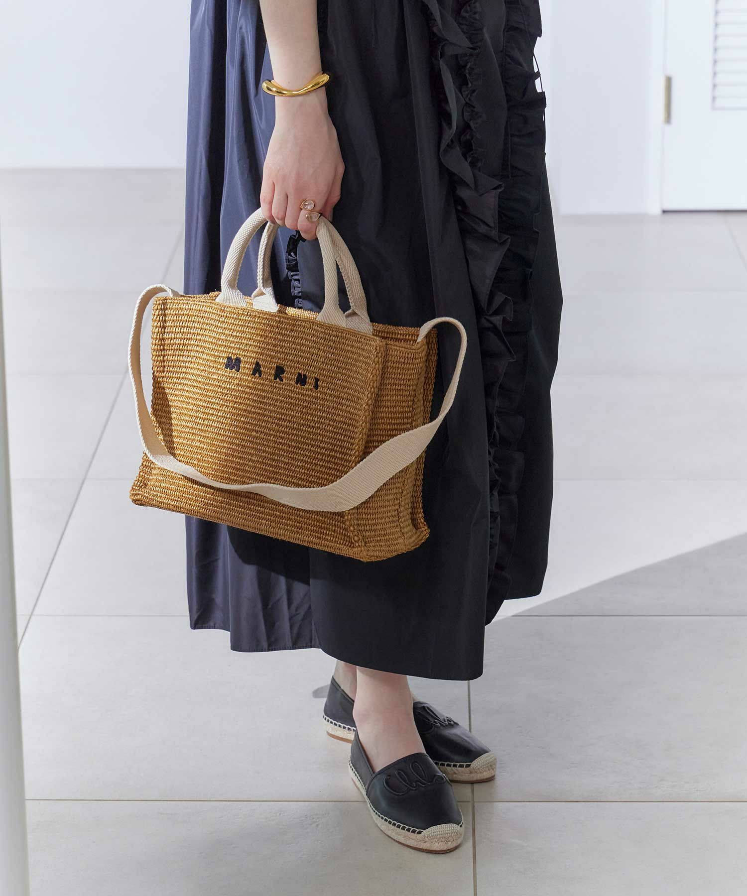 MARNI(マルニ)】 ラフィアエフェクトトートバッグスモール｜PARIGOT