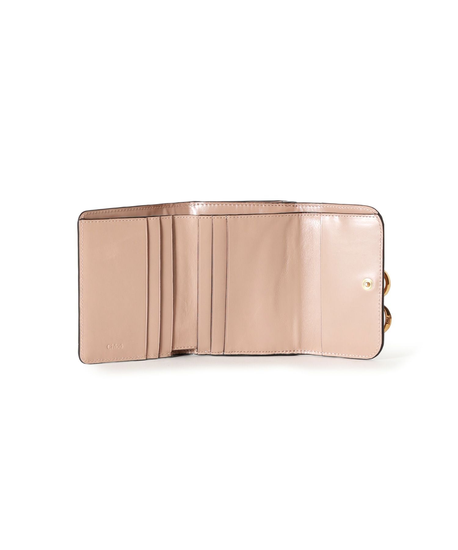 クロエ シャイニーカーフスキン製 ALPHABET スモールトリフォールド C Chloe(クロエ)】 シャイニーレザー製ALPHABETスモールトリフォールド