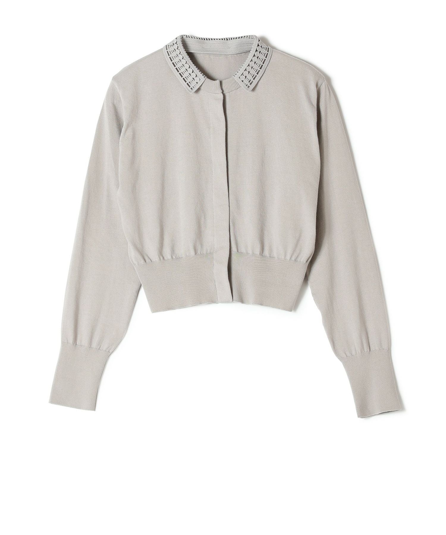 Mame Kurogouchi マメ クロゴウヂ 長袖 カーディガン アイボリー Mame Kurogouchi(マメ クロゴウチ)】 Detachable Embroidery Collar