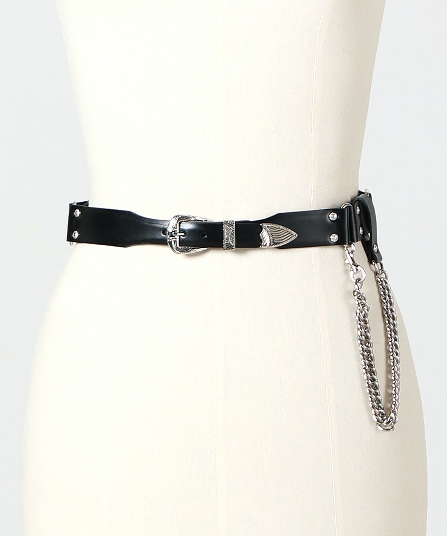 TOGA TOO(トーガ トゥー)】 LEATHER NYLON BELT WITH CHAIN｜PARIGOT