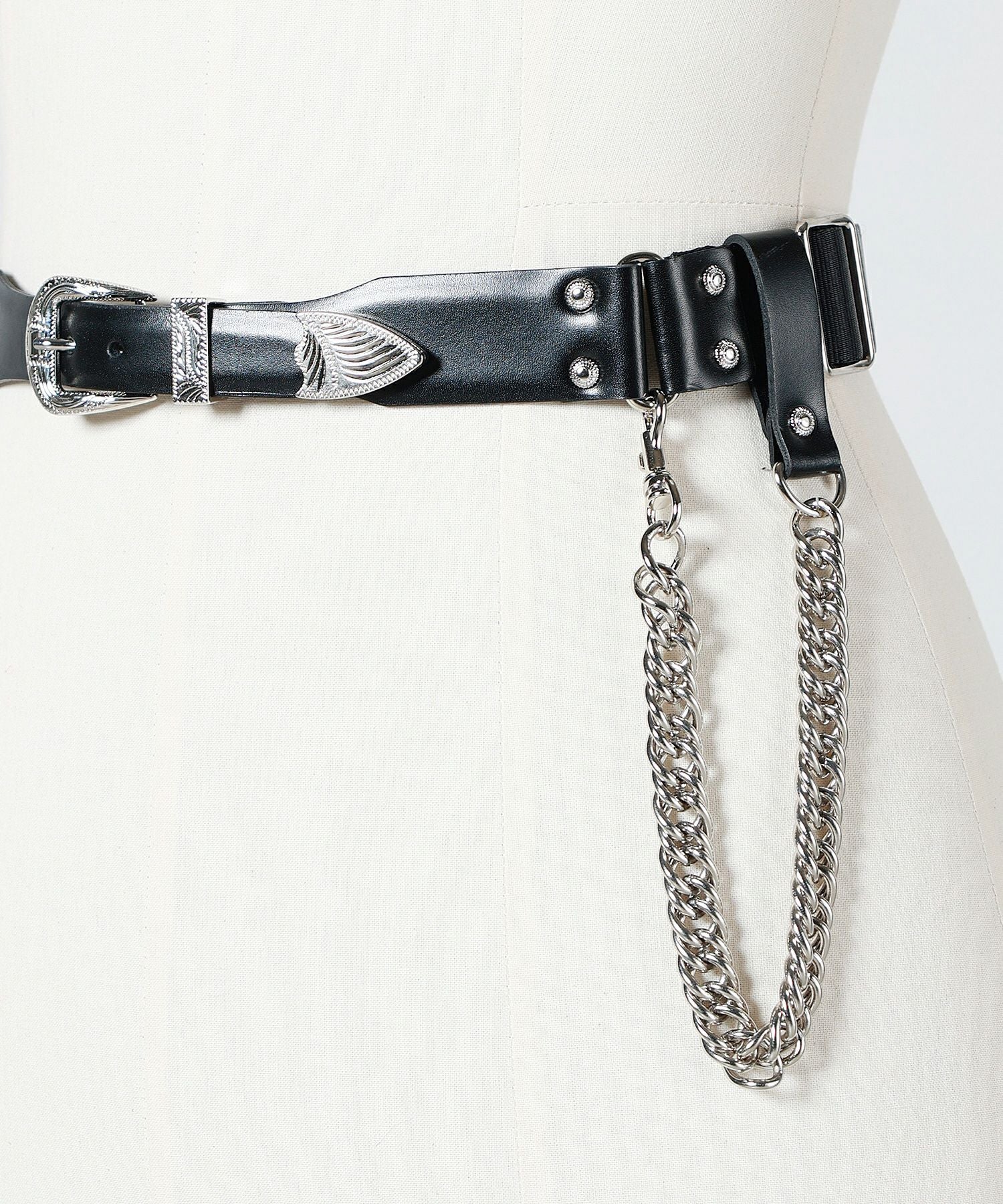TOGA TOO(トーガ トゥー)】 LEATHER NYLON BELT WITH CHAIN｜PARIGOT