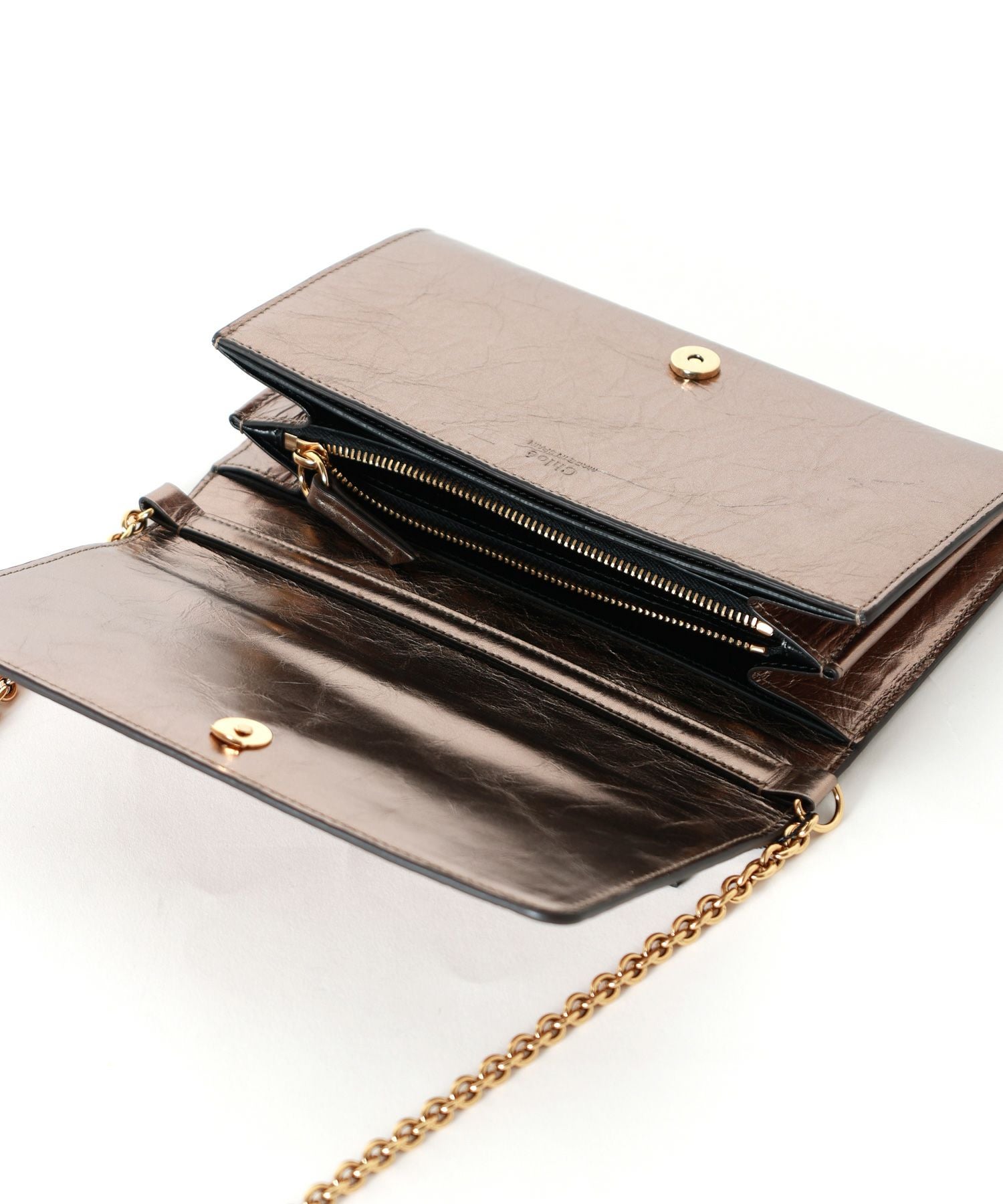 Chloe(クロエ)】 メタライズドレザー製チェーン付きCHLOE ICONIC
