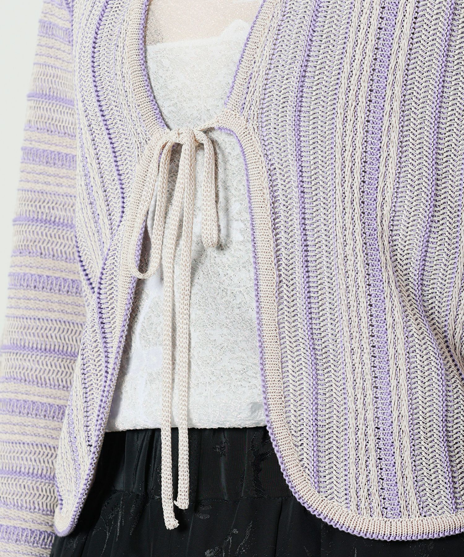 未使用 2025SS マメクロゴウチ Mame Kurogouchi Drop Jacquard Knitted Cardigan ジャガードカーディガン 1｜パープル【2400014642988】 未使用 2025SS マメクロゴウチ Mame Kurogouchi Drop Jacquard Knitted