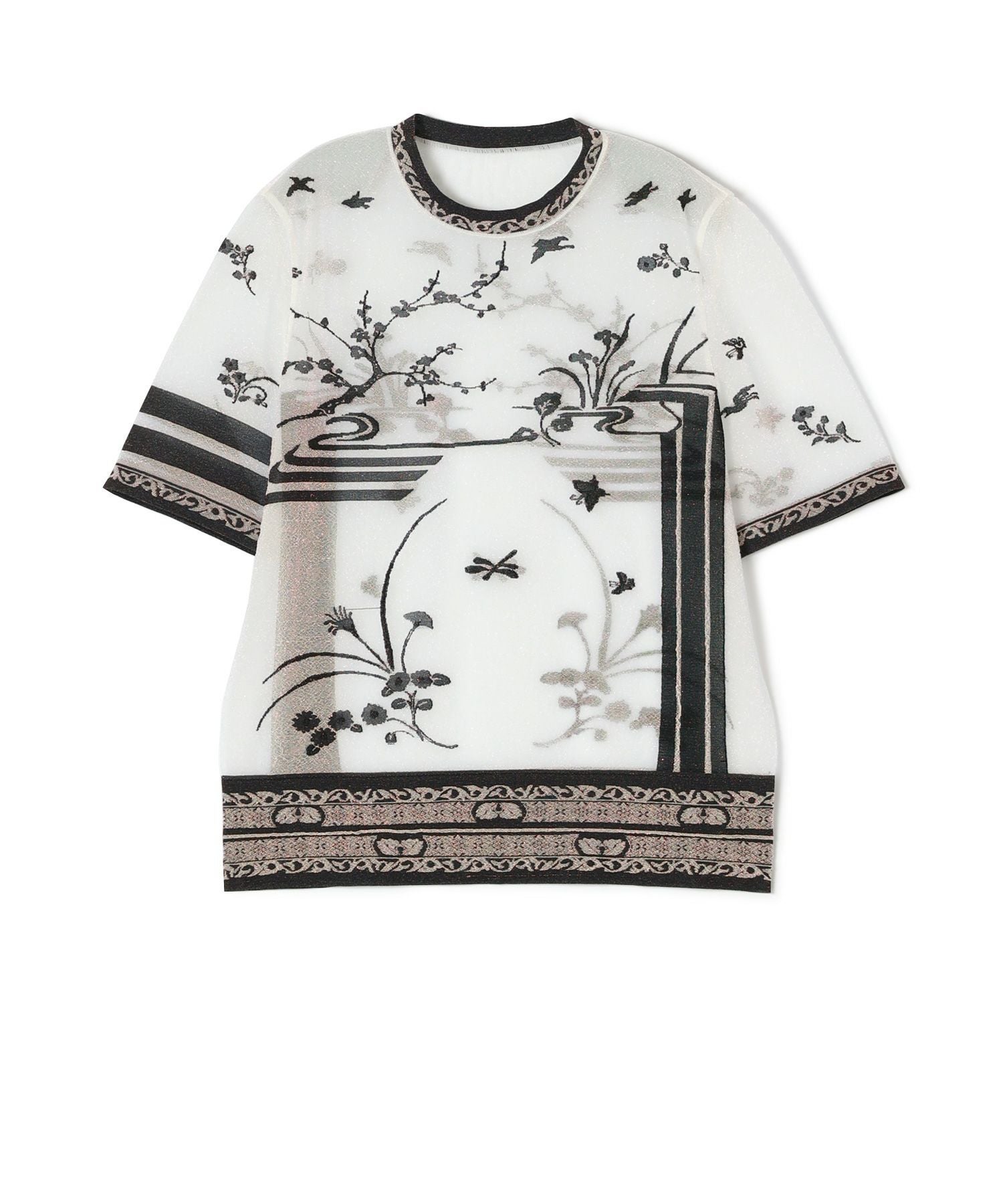 Mame Kurogouchi(マメ クロゴウチ)】 Nature Pattern Sheer Knitted