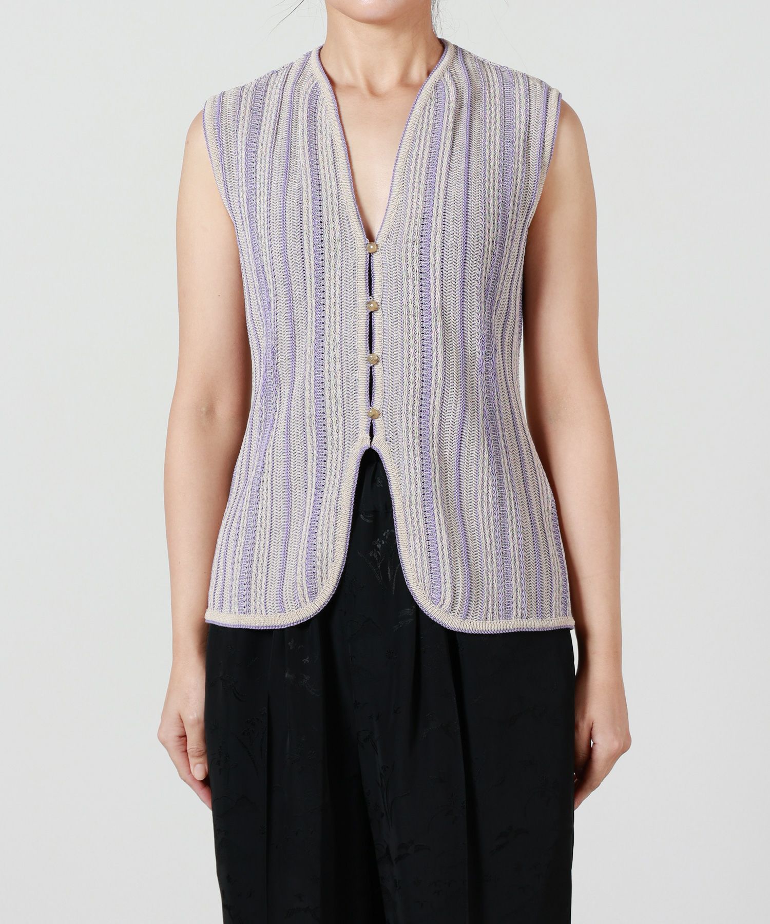 Mame Kurogouchi(マメ クロゴウチ)】 Drop Jacquard Knitted Vest