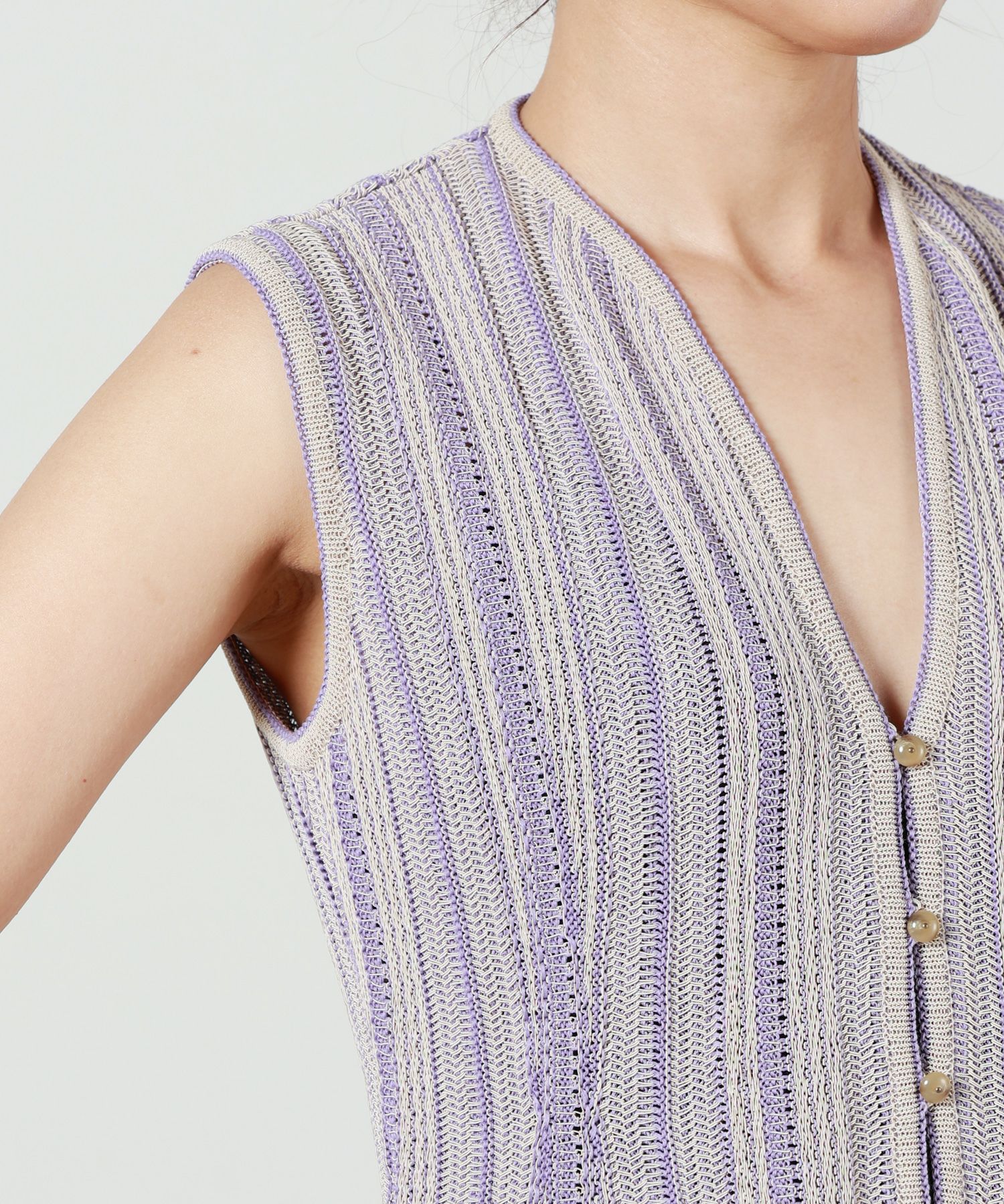 Mame Kurogouchi(マメ クロゴウチ)】 Drop Jacquard Knitted Vest