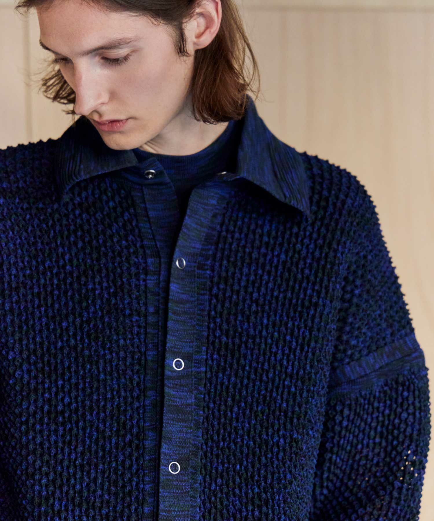 CFCL(シーエフシーエル)】 LATTICE KNIKAT STAND FALL COLLAR BLOUSON