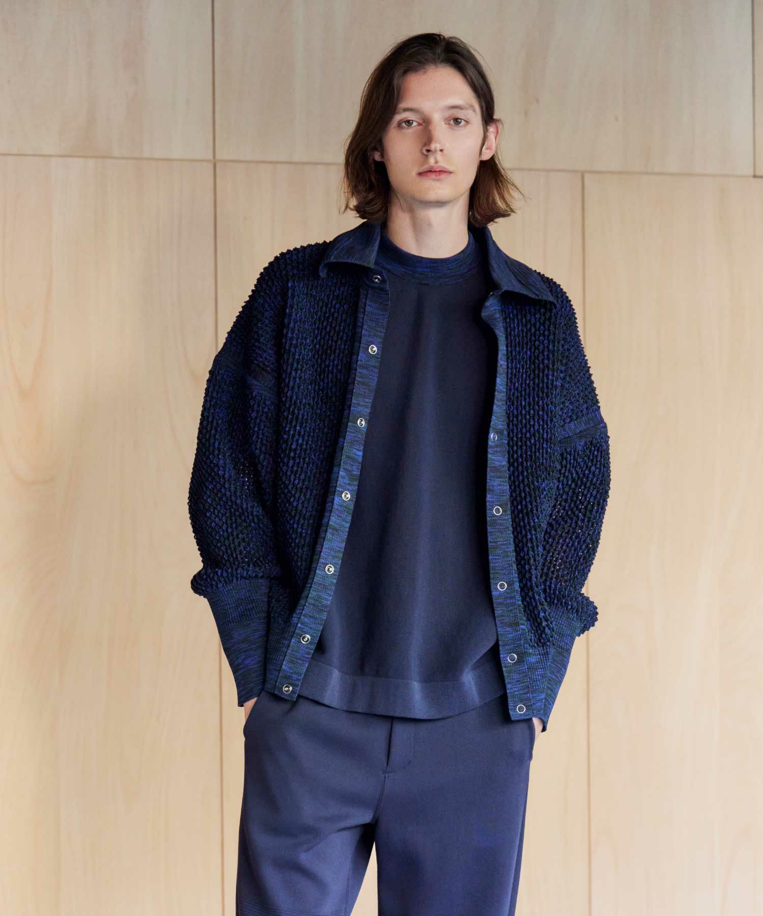 CFCL(シーエフシーエル)】 LATTICE KNIKAT STAND FALL COLLAR BLOUSON
