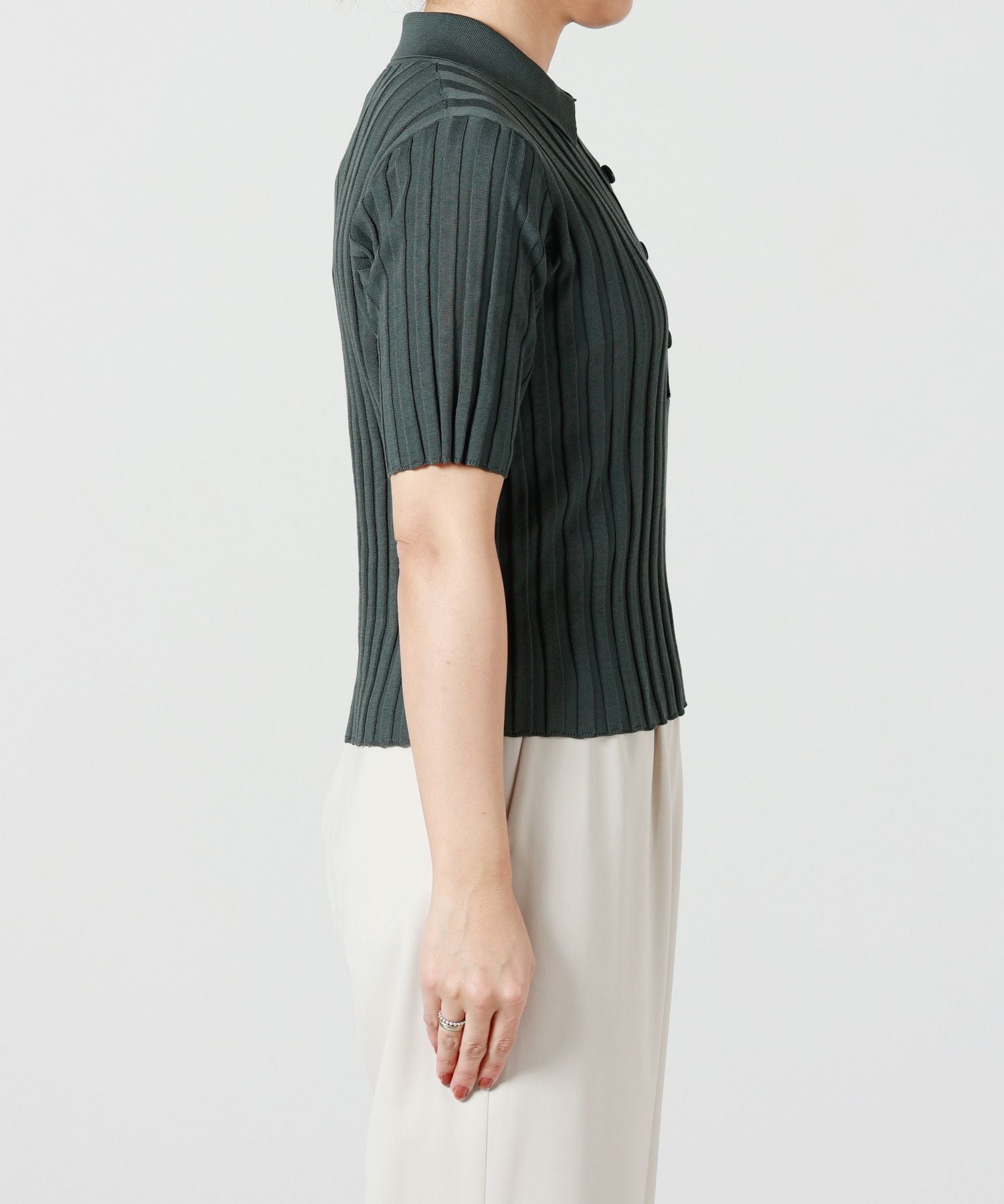 【現行品】 HYKE 25SS WIDE RIBBED POLO SWEATER WIDE RIBBED POLO SWEATER 25FW／11404